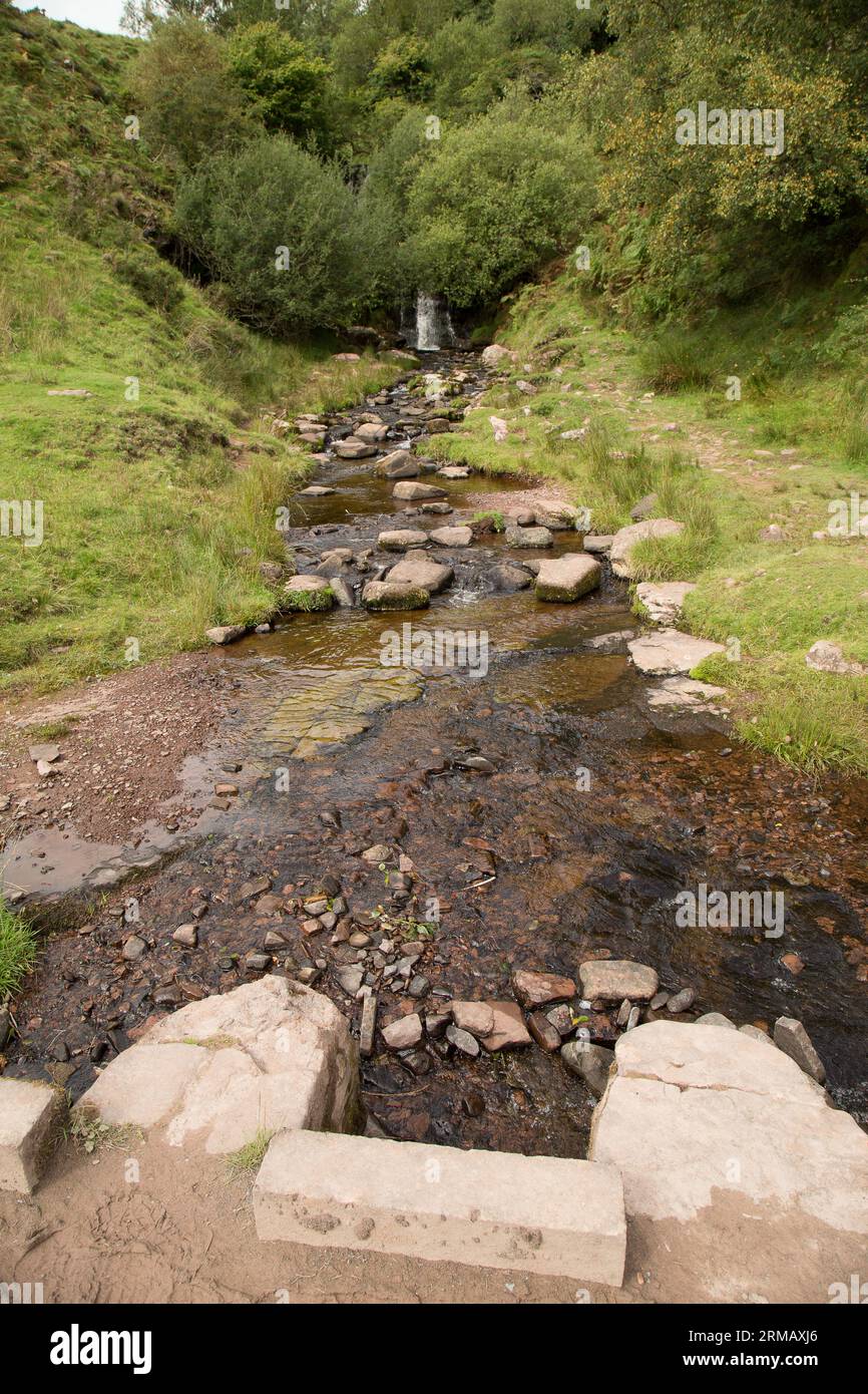 Cascate di Blaen-y-glyn Brecon Beacons Bannau Brycheiniog Galles Foto Stock