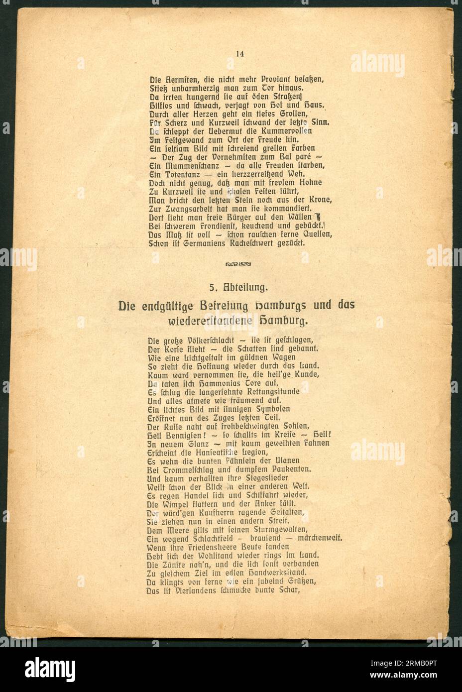 Europa, Deutschland, Amburgo, Festprogramm " Festzug " 24. März 1913 , Hunderjahr-Feier zur Erinnerung an Hamburgs Befreiung von der Franzosenherrschaft, pagina 14, Scan 8 von 8 scans , Rechte werden nicht vertreten . / Europa, Germania, Amburgo, pubblicazione commemorativa - la processione - al 24. 1913 , celebrazioni del centenario in memoria della lotta per la libertà di Amburgo della regola francese , pagina 14, scansione 8 di 8 scansioni , non ci sono diritti . Foto Stock