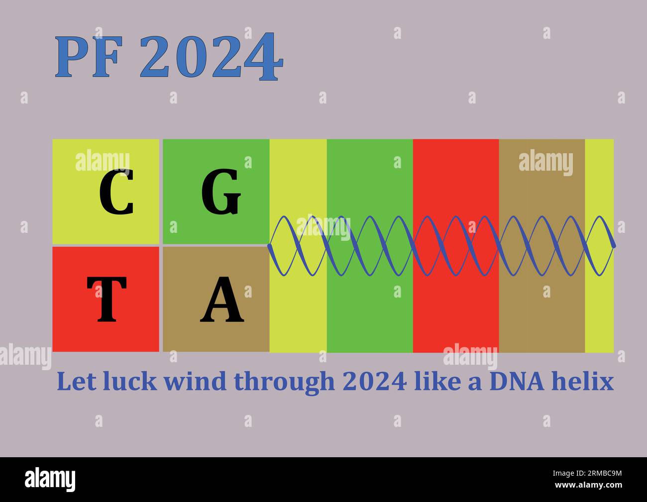 Pour Féliciter 2024: Lascia che la fortuna si snodi attraverso 2024 come un'elica di DNA Illustrazione Vettoriale