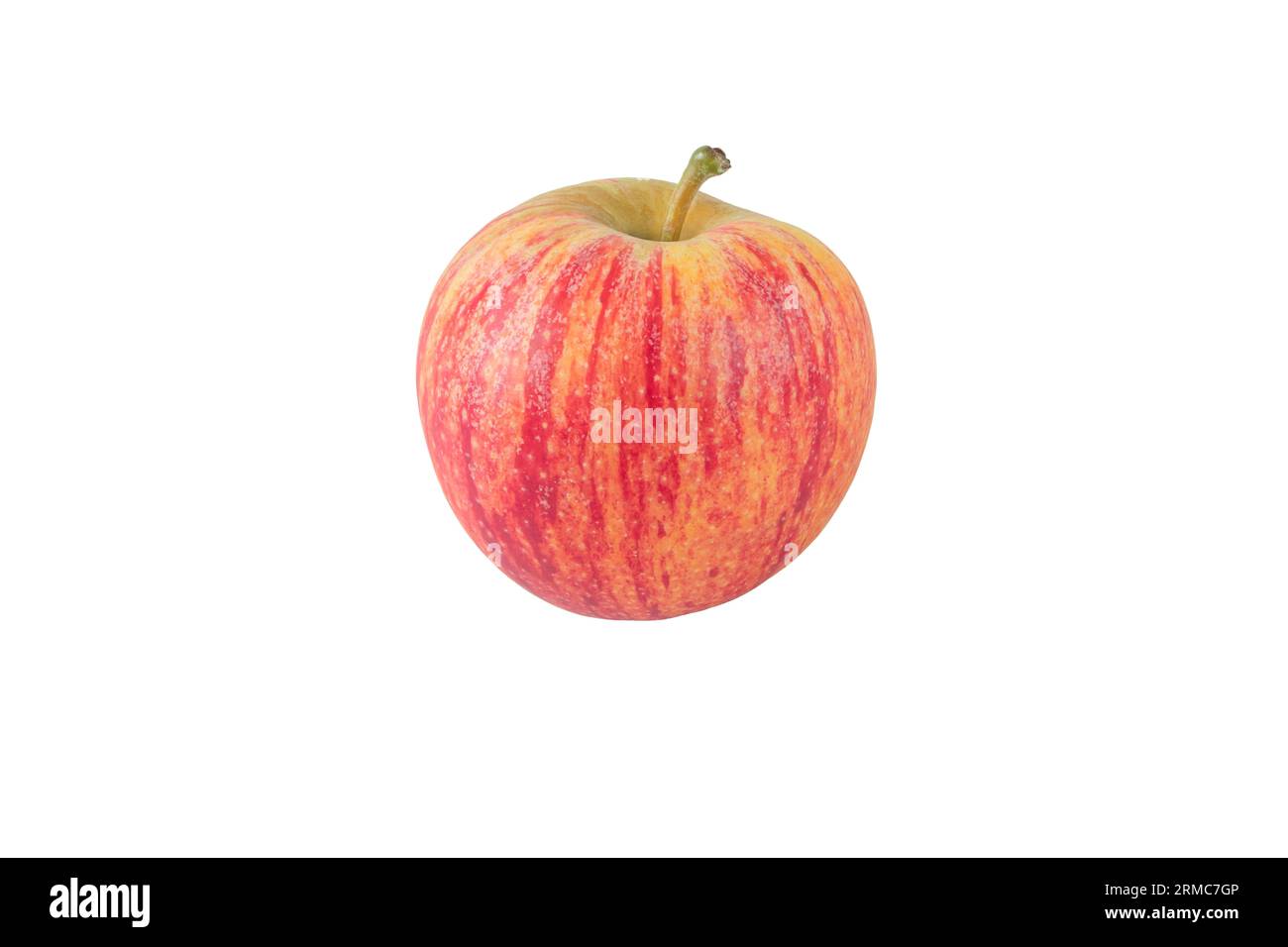 Frutto di mela isolato su bianco. Spuntino sano e succoso a righe rosse. Foto Stock