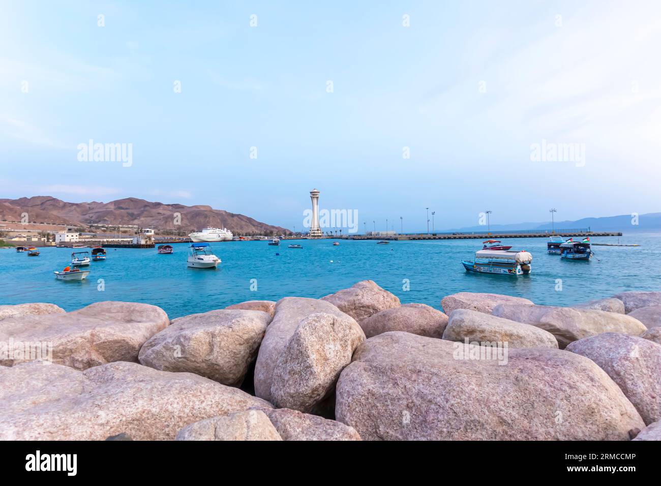 Baia di Aqaba, marina di Aqaba, porto in Giordania Foto Stock