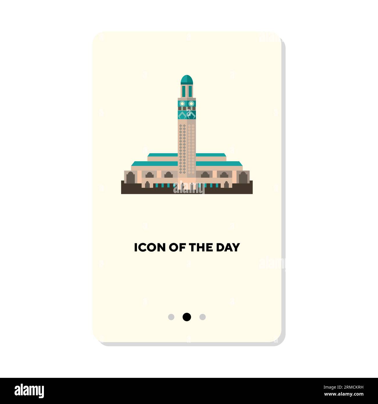 Icona vettoriale piatta del tempio della Moschea Hassan Illustrazione Vettoriale