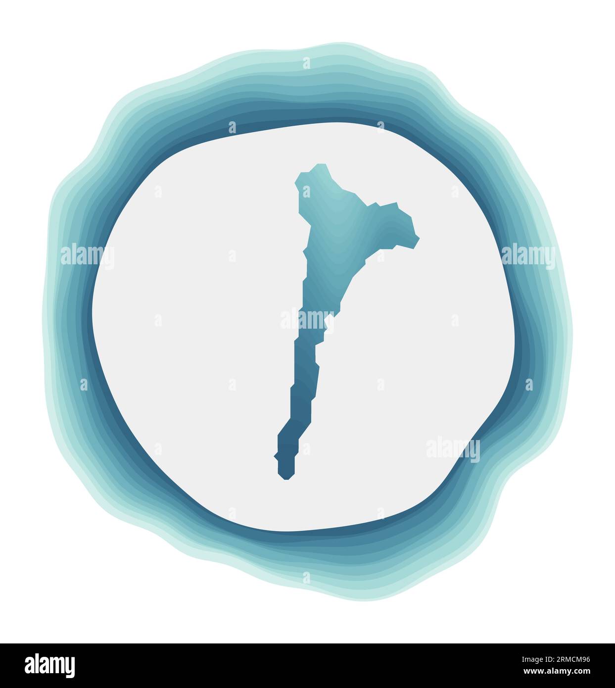 Logo di Ko Samet. Distintivo dell'isola. Segno circolare stratificato intorno alla forma del bordo di Ko Samet. Elegante illustrazione vettoriale. Illustrazione Vettoriale