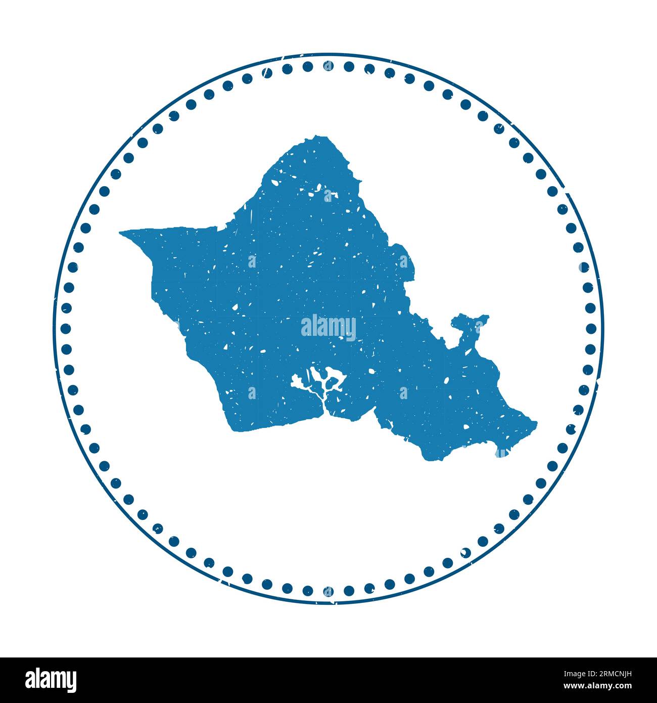 Adesivo Oahu. Timbro da viaggio con mappa dell'isola, illustrazione vettoriale. Può essere utilizzato come insegna, logotipo, etichetta, adesivo o badge di Oahu. Illustrazione Vettoriale