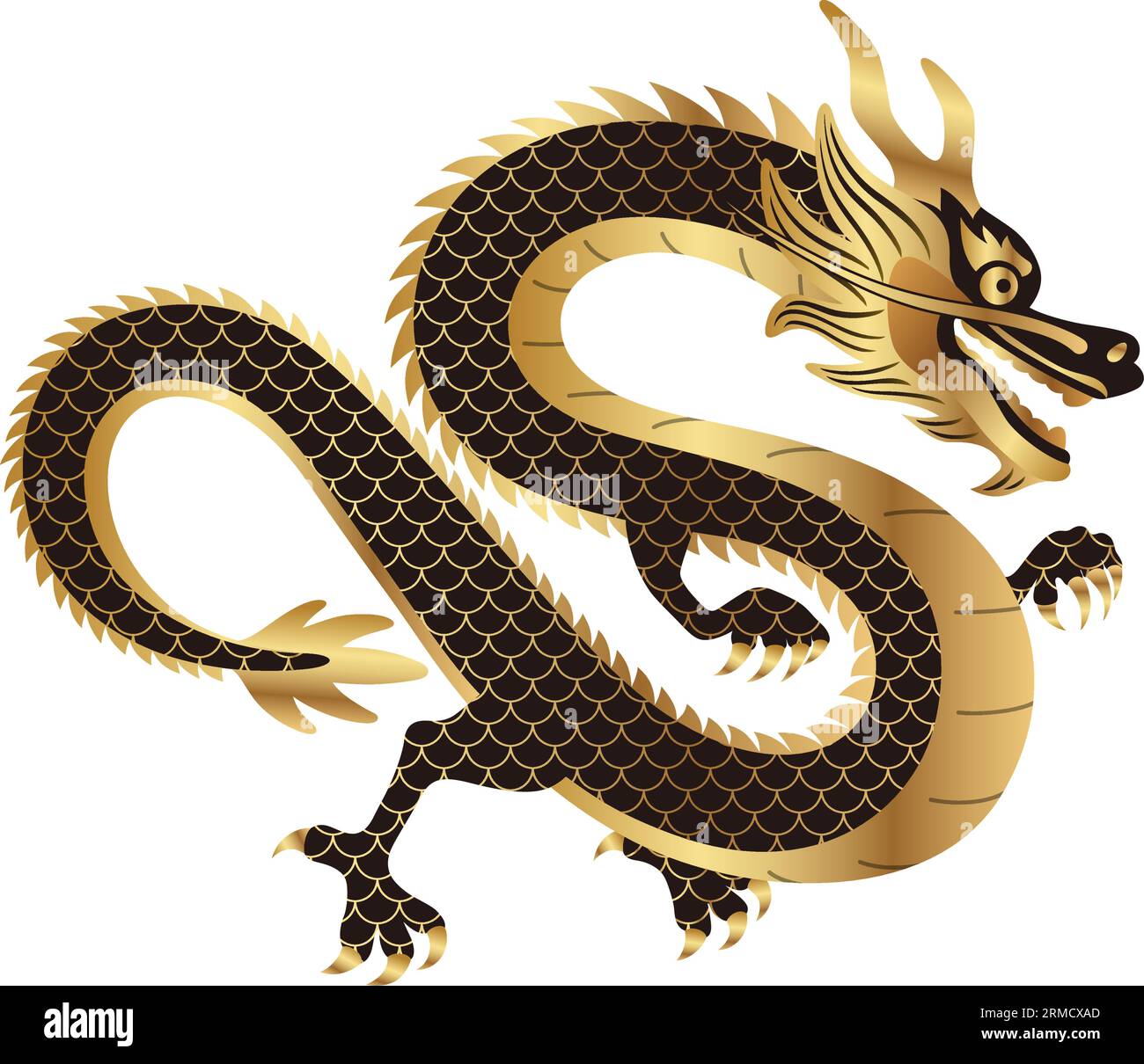 Illustrazione del simbolo Zodiaco Vector Year of the Dragon isolata su sfondo bianco. Illustrazione Vettoriale