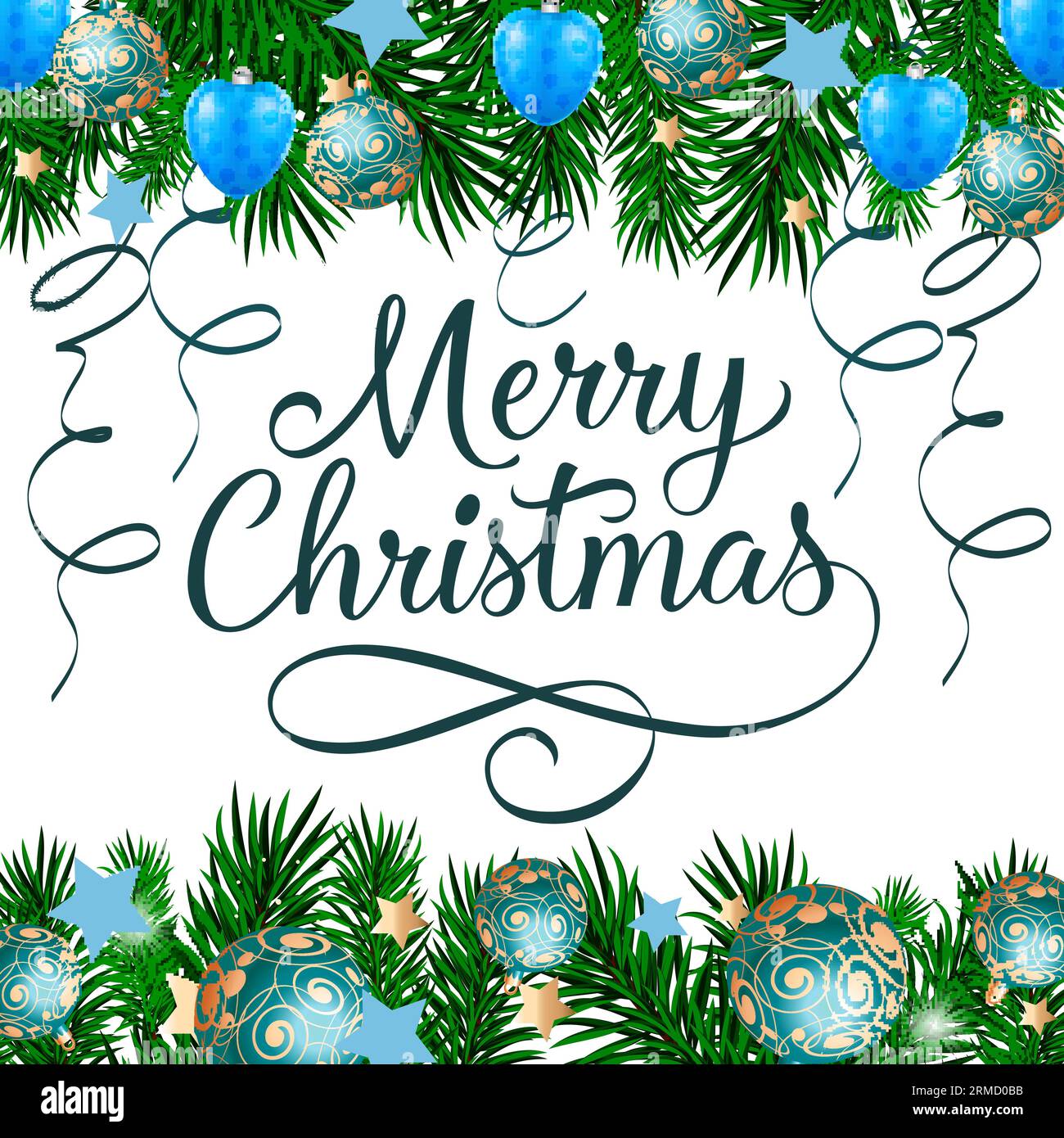 Buon biglietto di Natale con ciuffi di abete Illustrazione Vettoriale