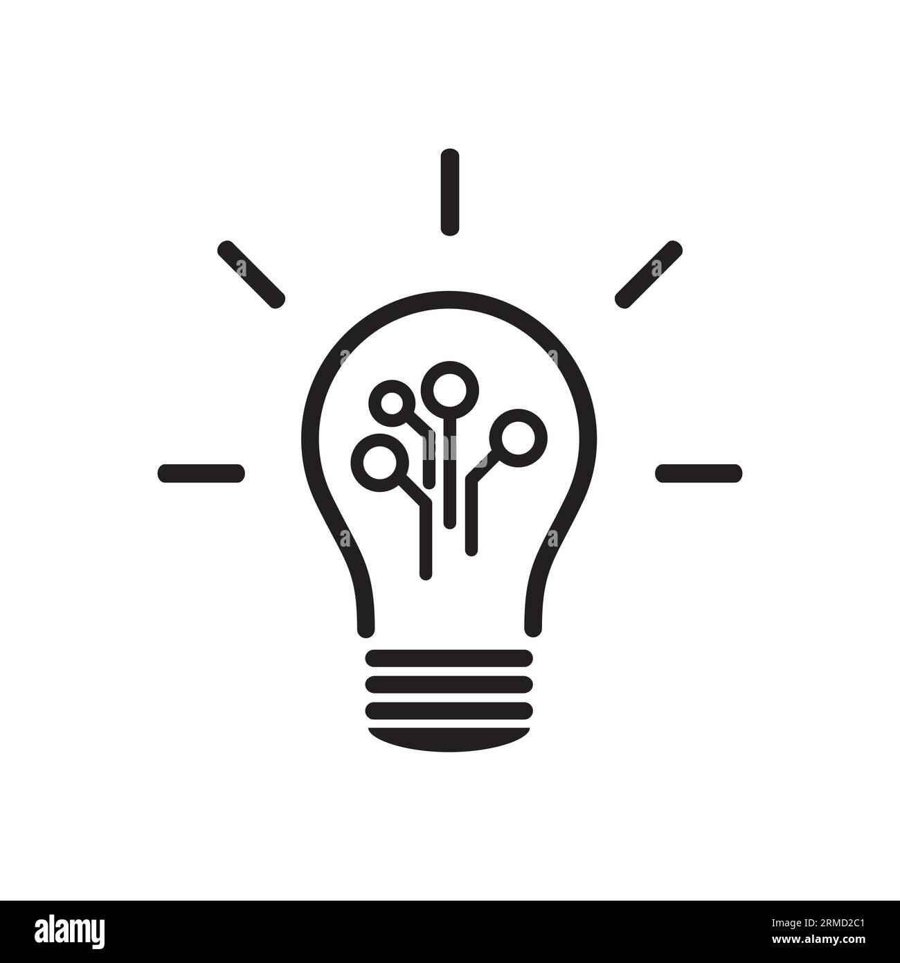 Lampadina ed elettronica. Nuovi sistemi elettronici. Icona lineare vettoriale isolata su sfondo bianco. Illustrazione Vettoriale