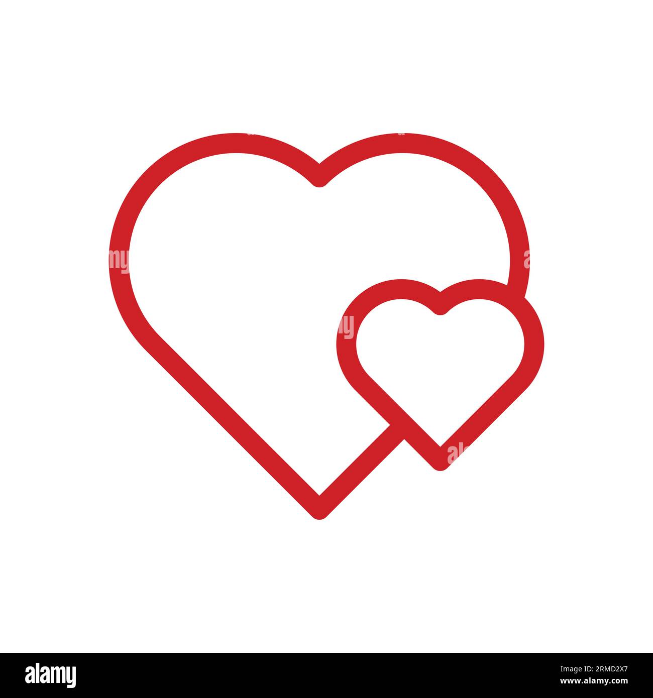 Icona a due cuori, illustrazione vettoriale. Design piatto. Illustrazione dell'icona Vector Two Hearts isolata su sfondo bianco, icona Two Hearts Eps10. due Illustrazione Vettoriale