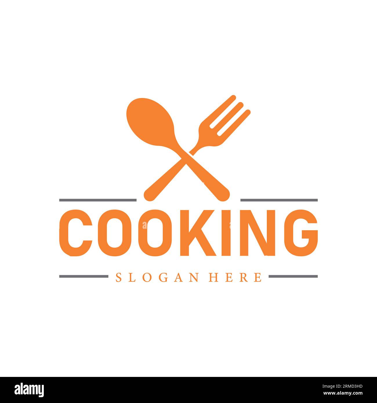 forchetta per cucinare e cucchiaio modello vettore icona logo ristorante Illustrazione Vettoriale