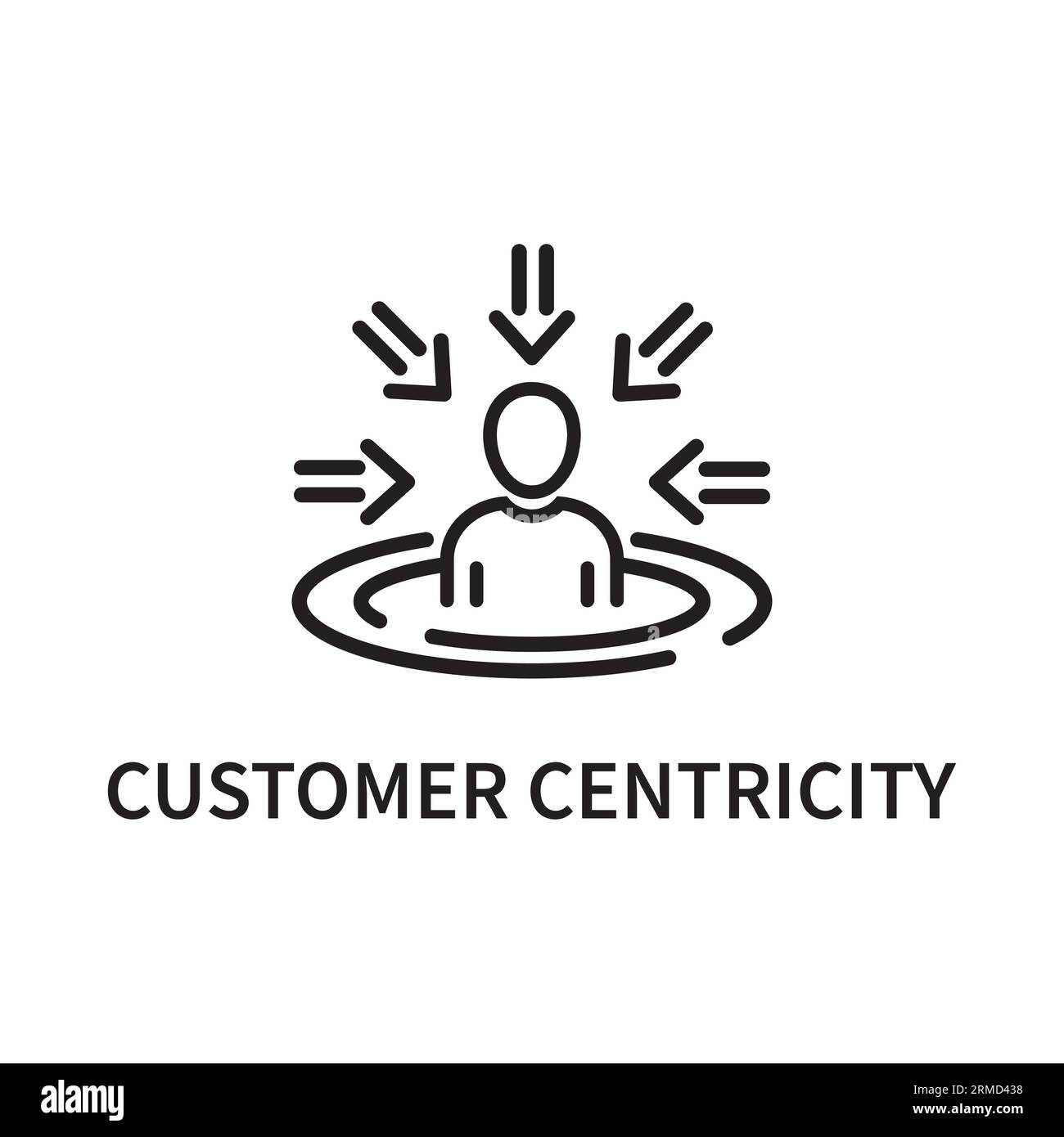 icona customer centricity isolata su sfondo bianco Illustrazione Vettoriale