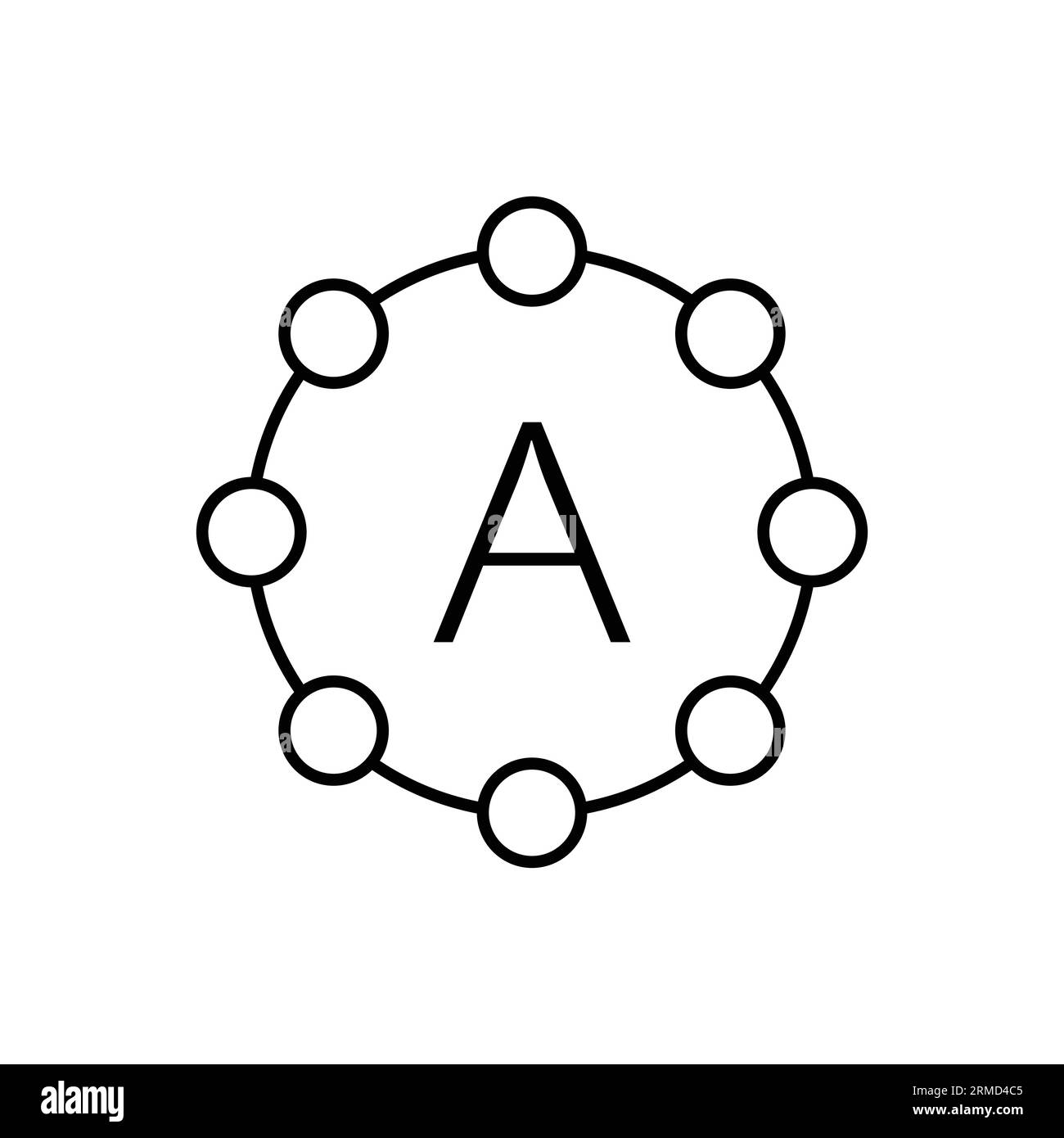 Icona antiossidante isolata su sfondo bianco. Illustrazione vettoriale. Icona antiossidante in stile piatto. Illustrazione del vettore molecolare su isola bianca Illustrazione Vettoriale