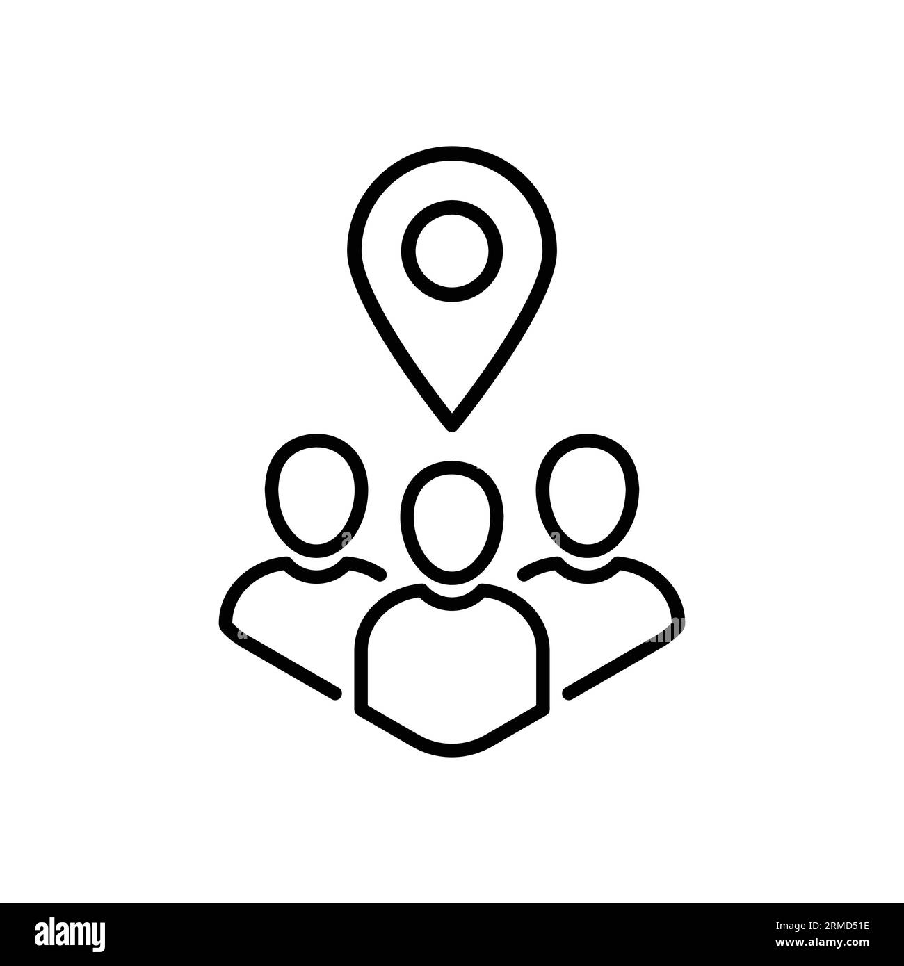 luogo di incontro o icona a linea sottile del team place. delinea tendenza moderno logotipo di folla grafica traccia elemento web isolato su bianco. concetto di rea Illustrazione Vettoriale
