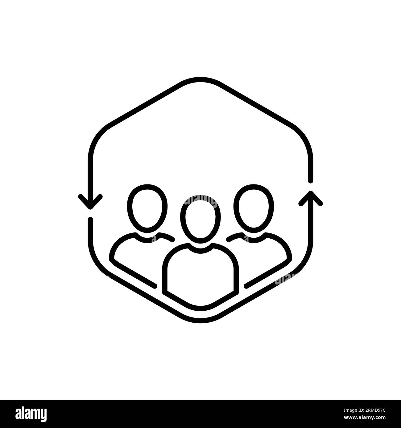 fidelizzazione dei dipendenti con icona astratta del personale. delineare l'unità o il logotipo delle risorse umane elemento web di disegno del tratto grafico isolato su bianco. concetto di Illustrazione Vettoriale