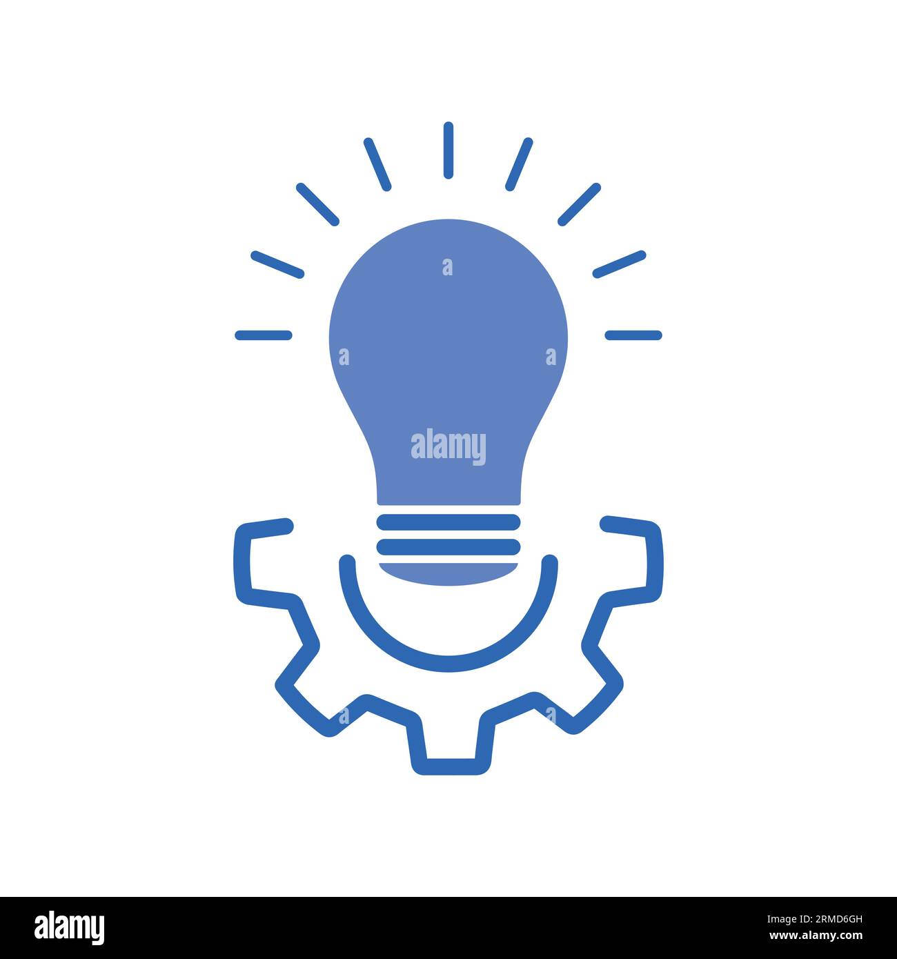 lampadina con ingranaggio blu come l'efficienza aziendale. concetto di simbolo di efficacia tecnica o pittogramma di sistema o efficienza industriale. piatto e moderno a cremagliera Illustrazione Vettoriale