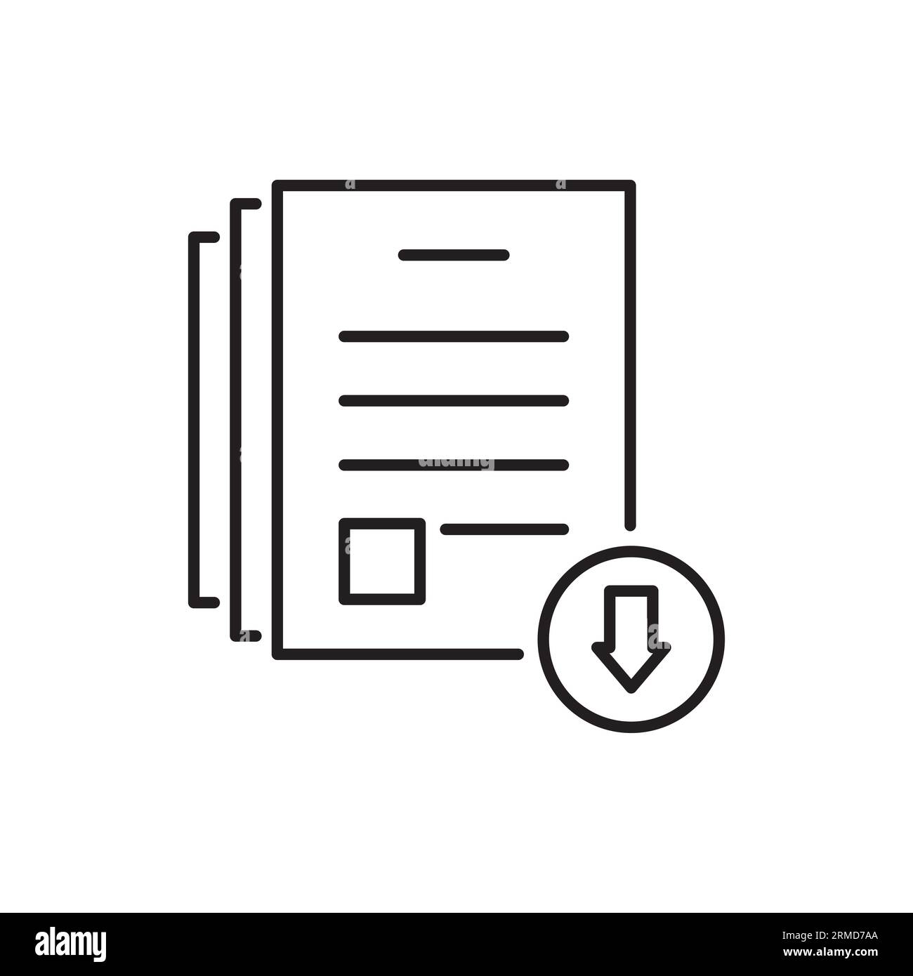 file pdf per il download in linea sottile, come il caricamento di documenti. trend lineare lineare lineare lineare moderno design lineart grafico con logotipo di tratto isolato su sfondo bianco. concetto di Illustrazione Vettoriale