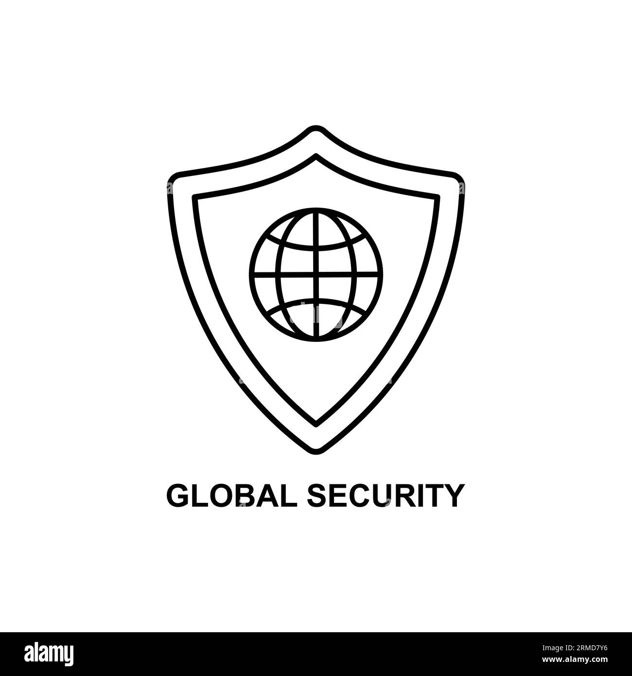icona della sicurezza globale con scudo lineare. stile corsa piatta tendenza logotipo di sicurezza moderno elemento grafico isolato su sfondo bianco. con Illustrazione Vettoriale