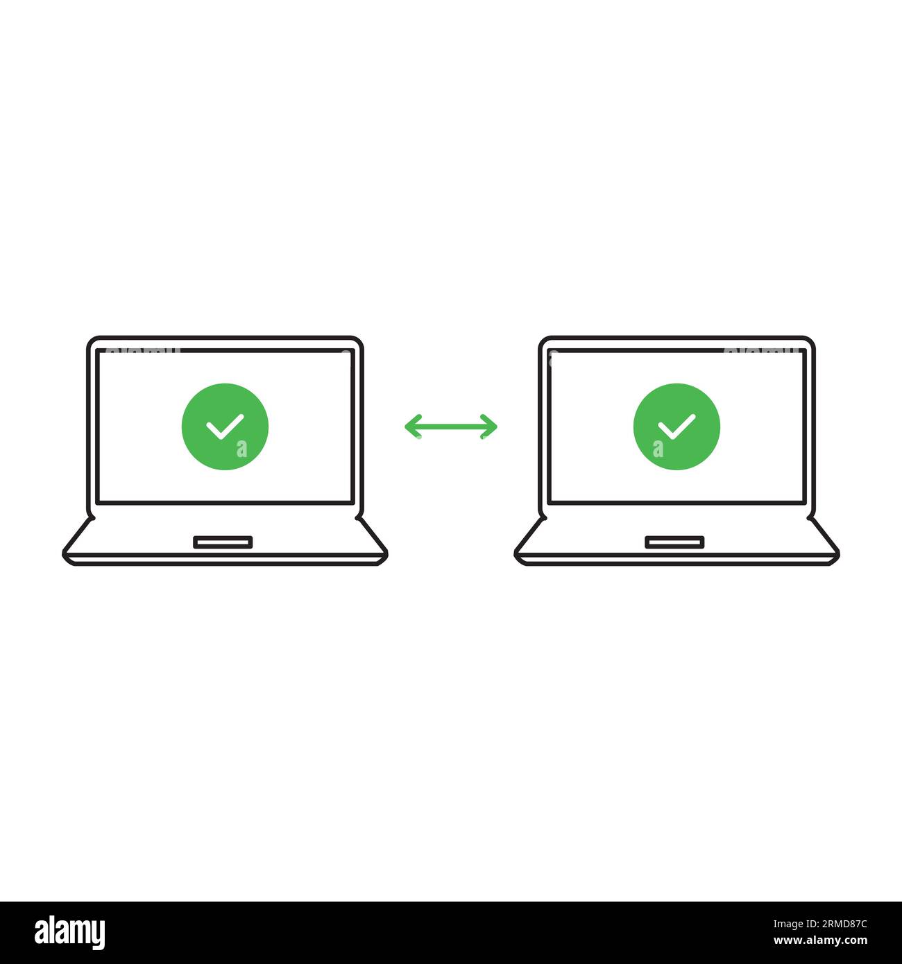 trasferimento semplice lineare dei file o backup dei dati. concetto di migrazione di informazioni o documenti sullo schermo del notebook e archiviazione elettronica. corsa semplice moderno gra Illustrazione Vettoriale