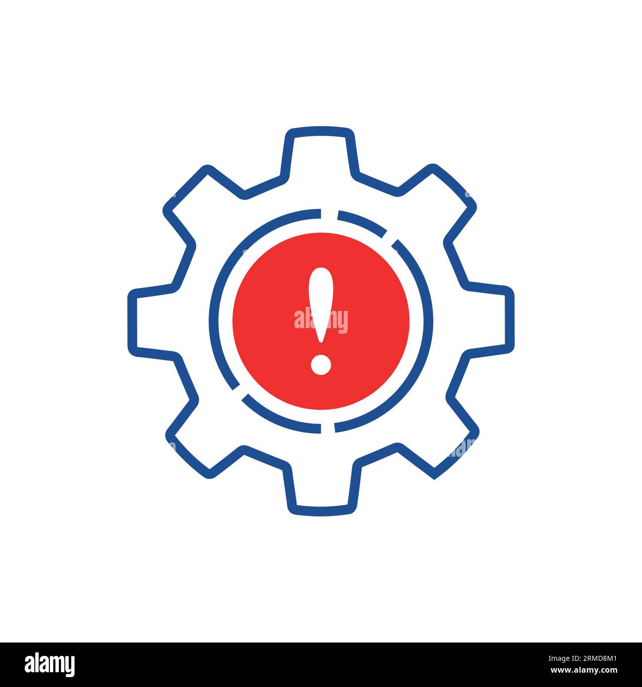 icona del processo di funzionamento interrotto con ingranaggio sottile. stile lineare lineare lineare lineare moderno logotipo grafico disegno tratto elemento web isolato su bianco. concep Illustrazione Vettoriale