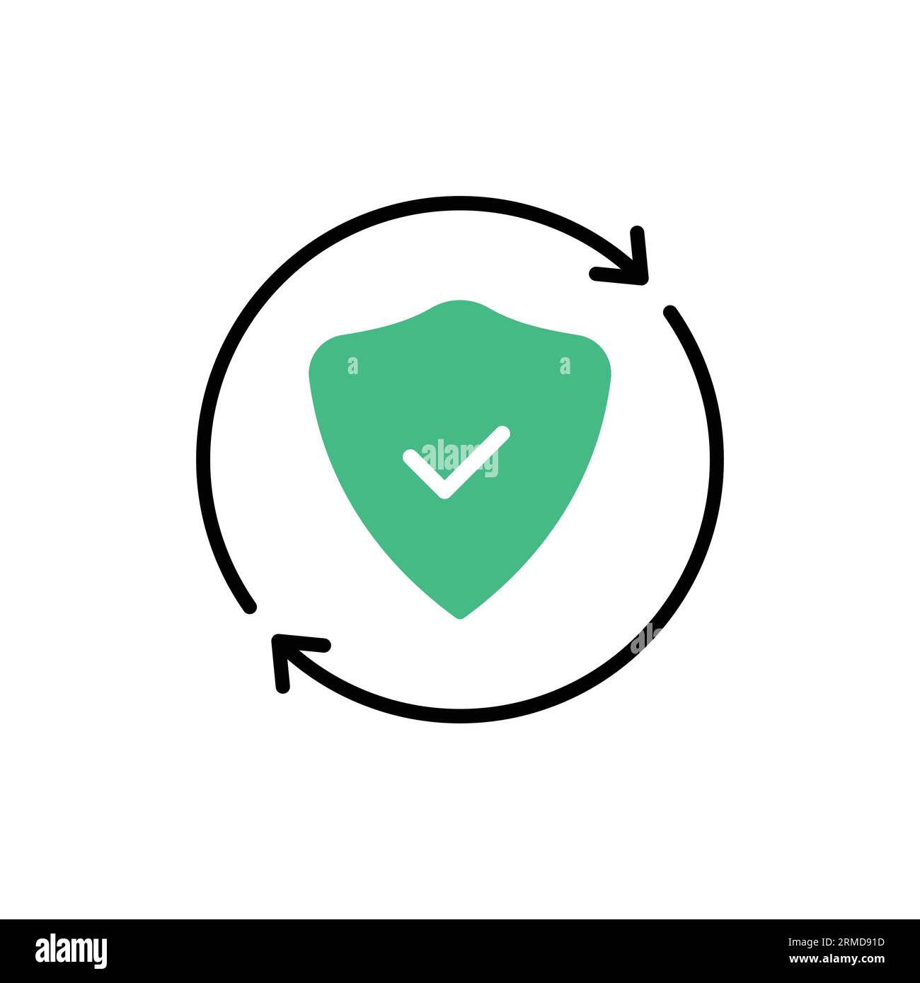 scudo verde con freccia come icona di sicurezza forte. stile piatto tendenza moderno semplice garanzia logotipo grafica elemento web isolato su bianco. c Illustrazione Vettoriale