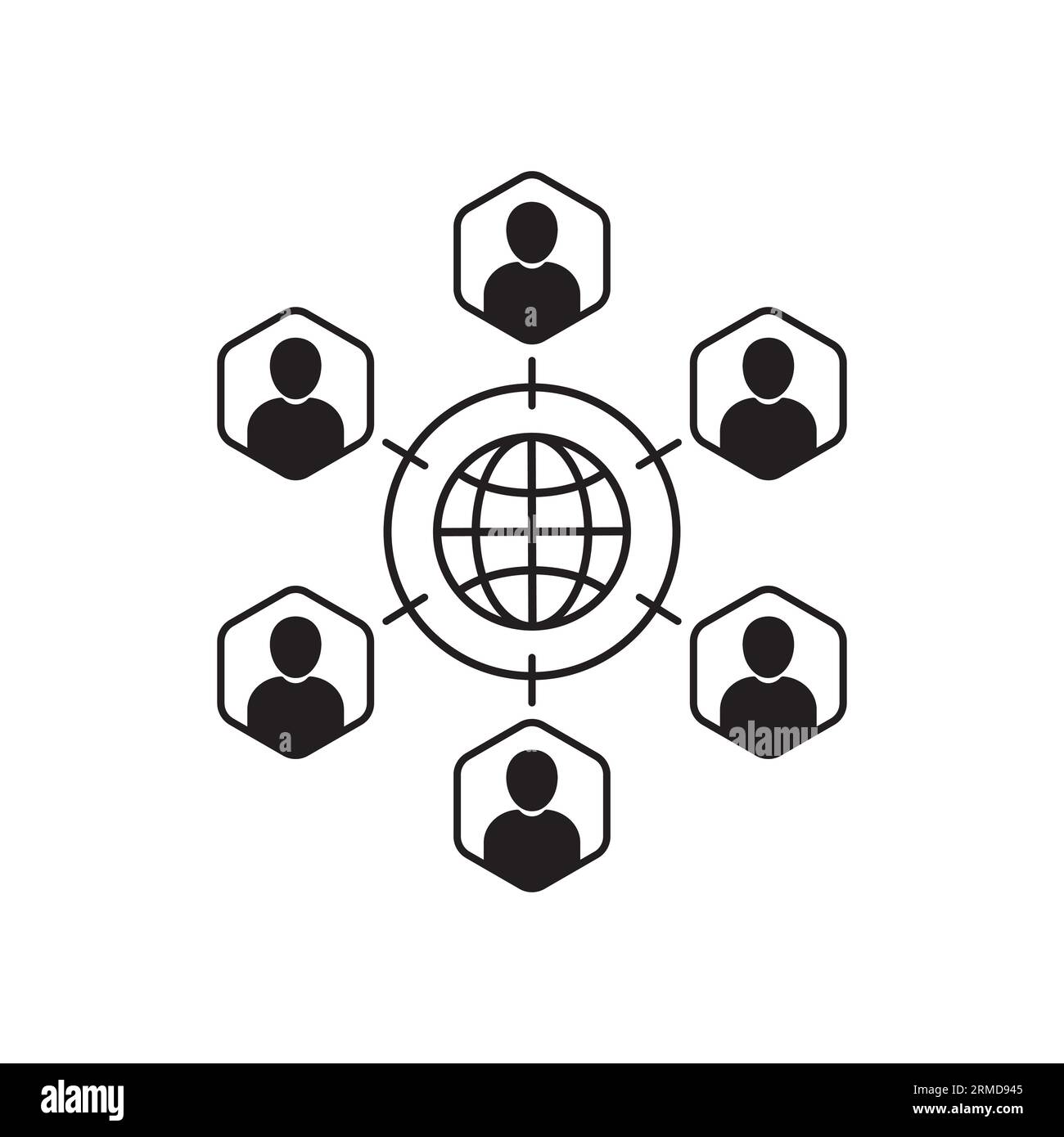 collaborazione o comunità aziendale globale. semplice design grafico grafico con logotipo di comunicazione di trend net. concetto di carriera sul web o freelance e p Illustrazione Vettoriale