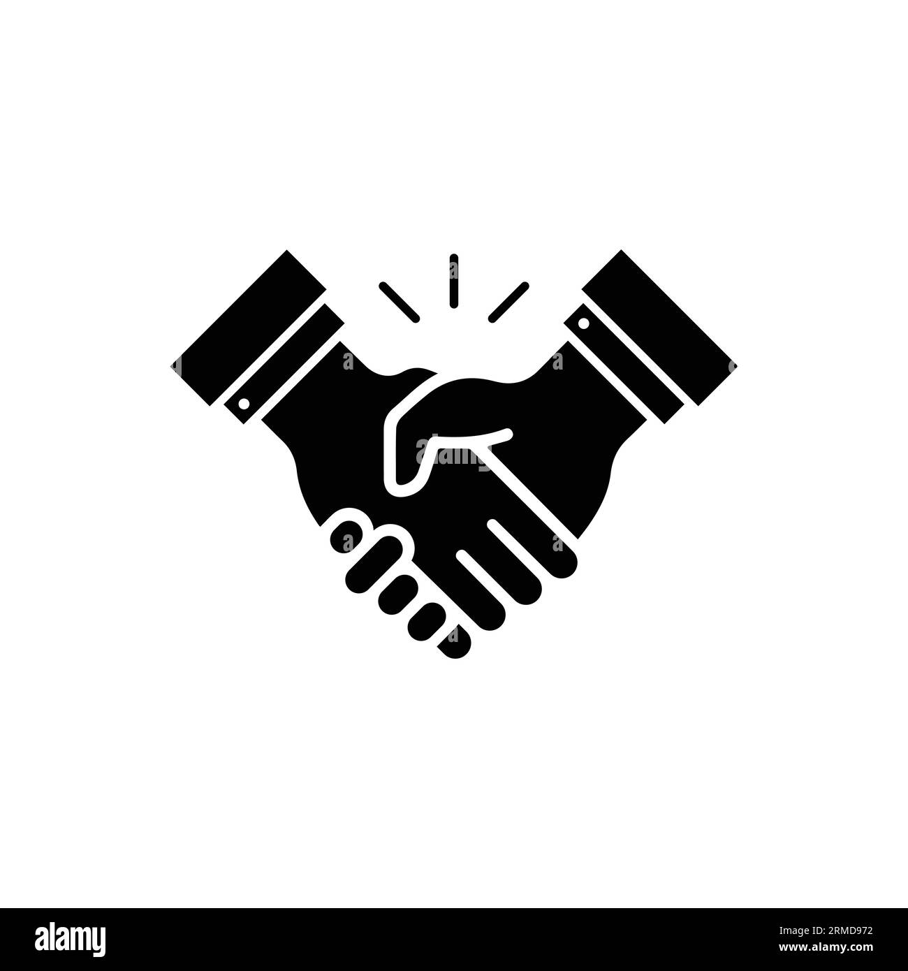 icona di stretta di mano nera come un buon affare. stile semplice e piatto, design grafico logotipo moderno isolato su sfondo bianco. concetto di scommessa di grande affare Illustrazione Vettoriale