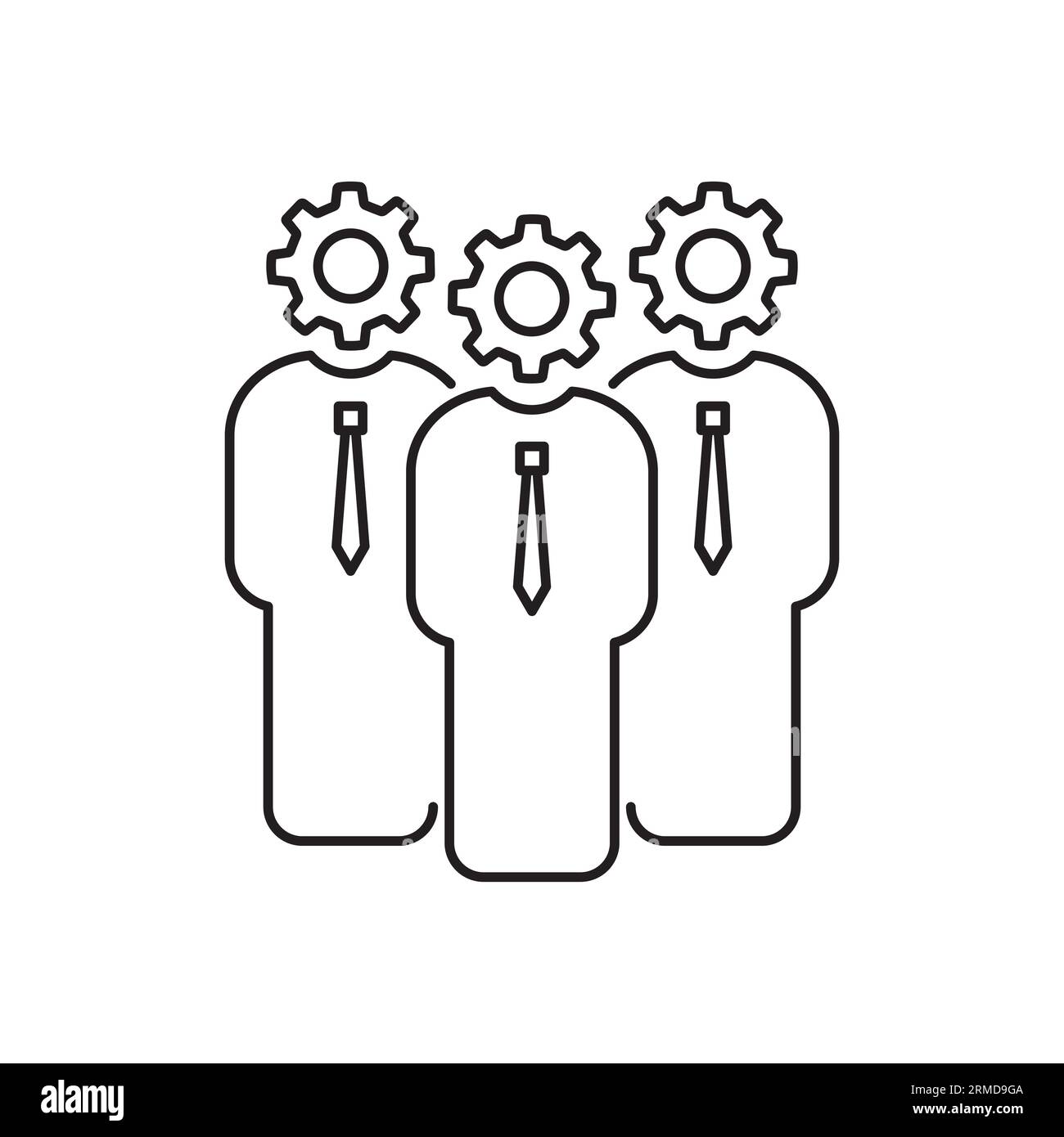 icona di un progetto di sviluppo sottile con le persone. concetto di sforzo totale o organizzazione del lavoro d'ufficio o innovazione. tendenza lineare piatta moderna creativa lo Illustrazione Vettoriale