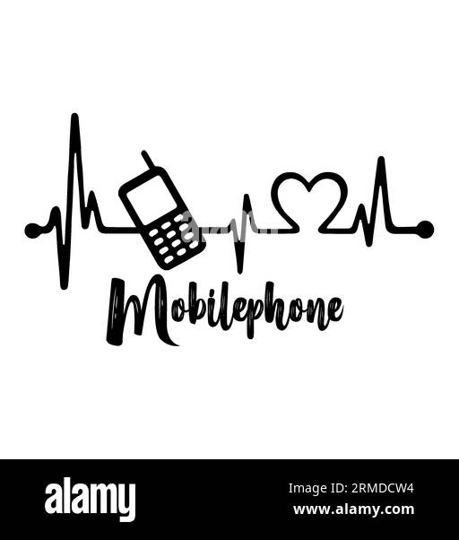 Tipografia mobile t-shirt design, stampa tee, design t-shirt, design t-shirt lettering, design t-shirt silhouette, arte, nero, calligrafia, lettering, Illustrazione Vettoriale