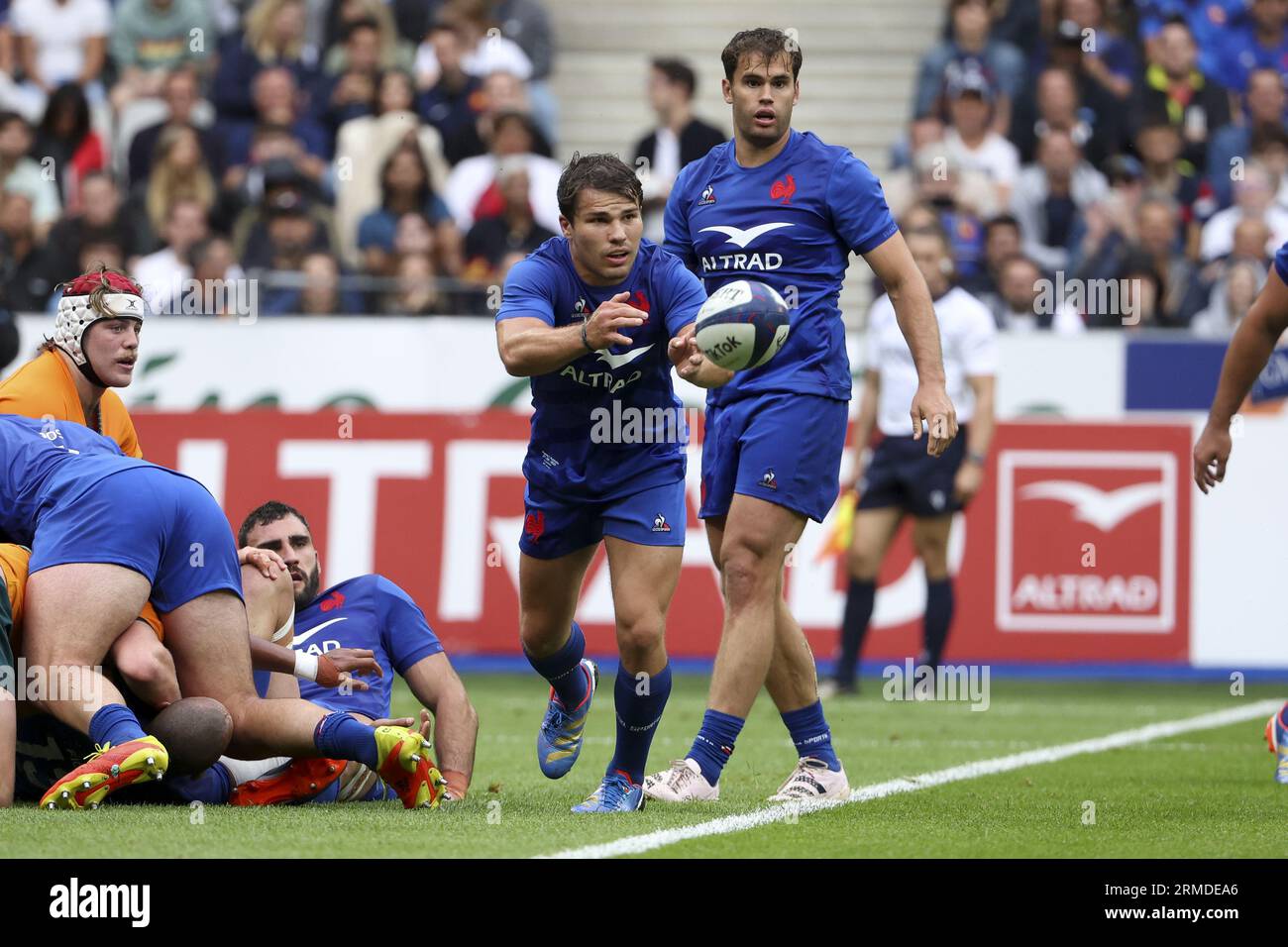 Antoine Dupont di Francia durante le Summer Nations Series 2023, partita di rugby tra Francia e Australia il 27 agosto 2023 allo Stade de France di Saint-Denis vicino Parigi Foto Stock