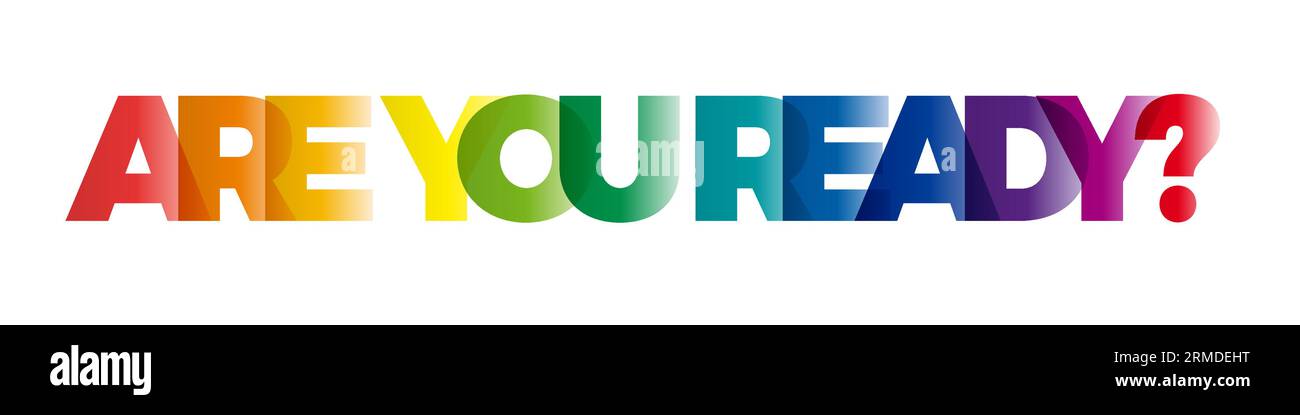 La parola è pronta. Banner vettoriale con testo arcobaleno colorato. Illustrazione Vettoriale
