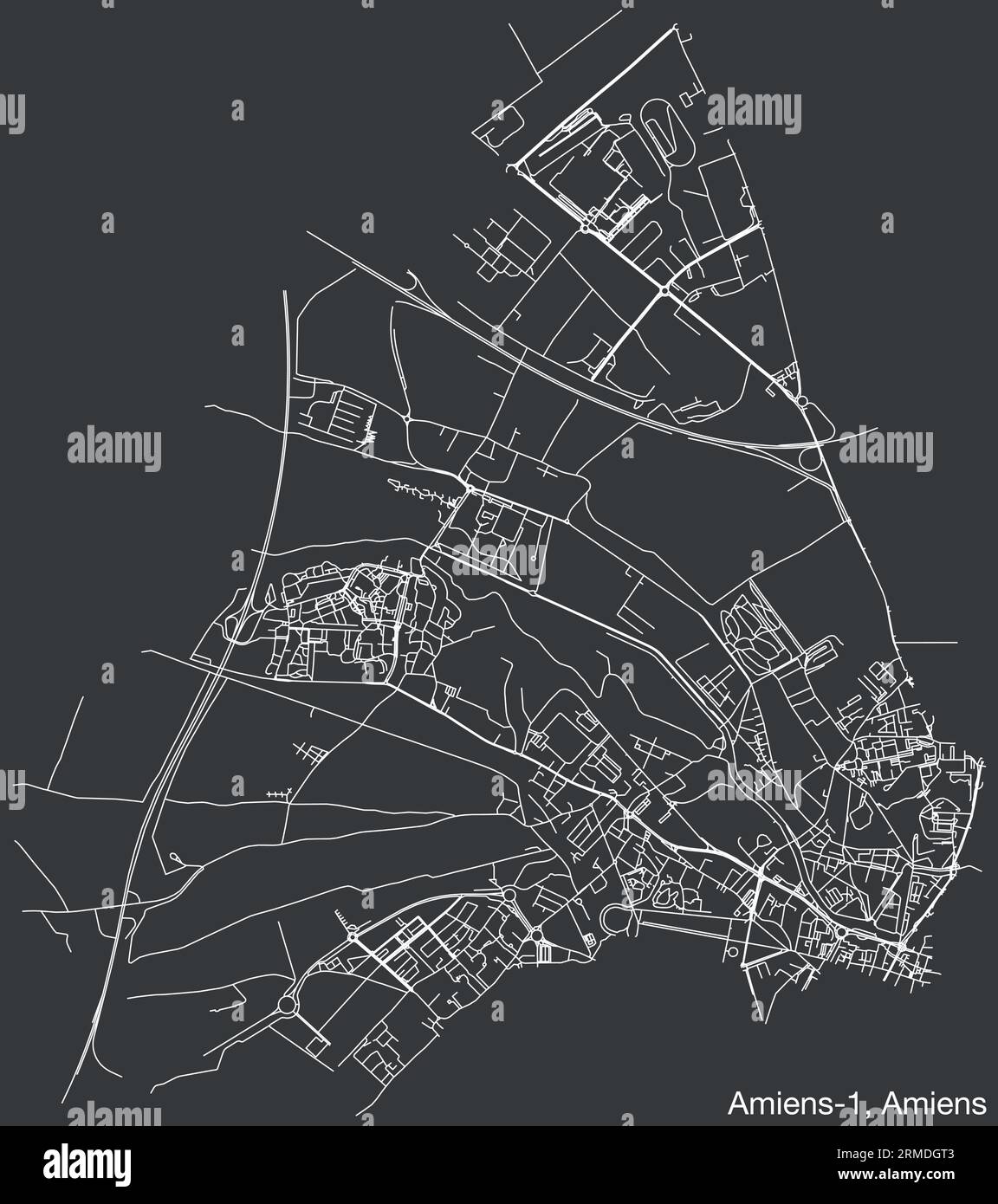 Mappa stradale di AMIENS-1 CANTON, AMIENS Illustrazione Vettoriale