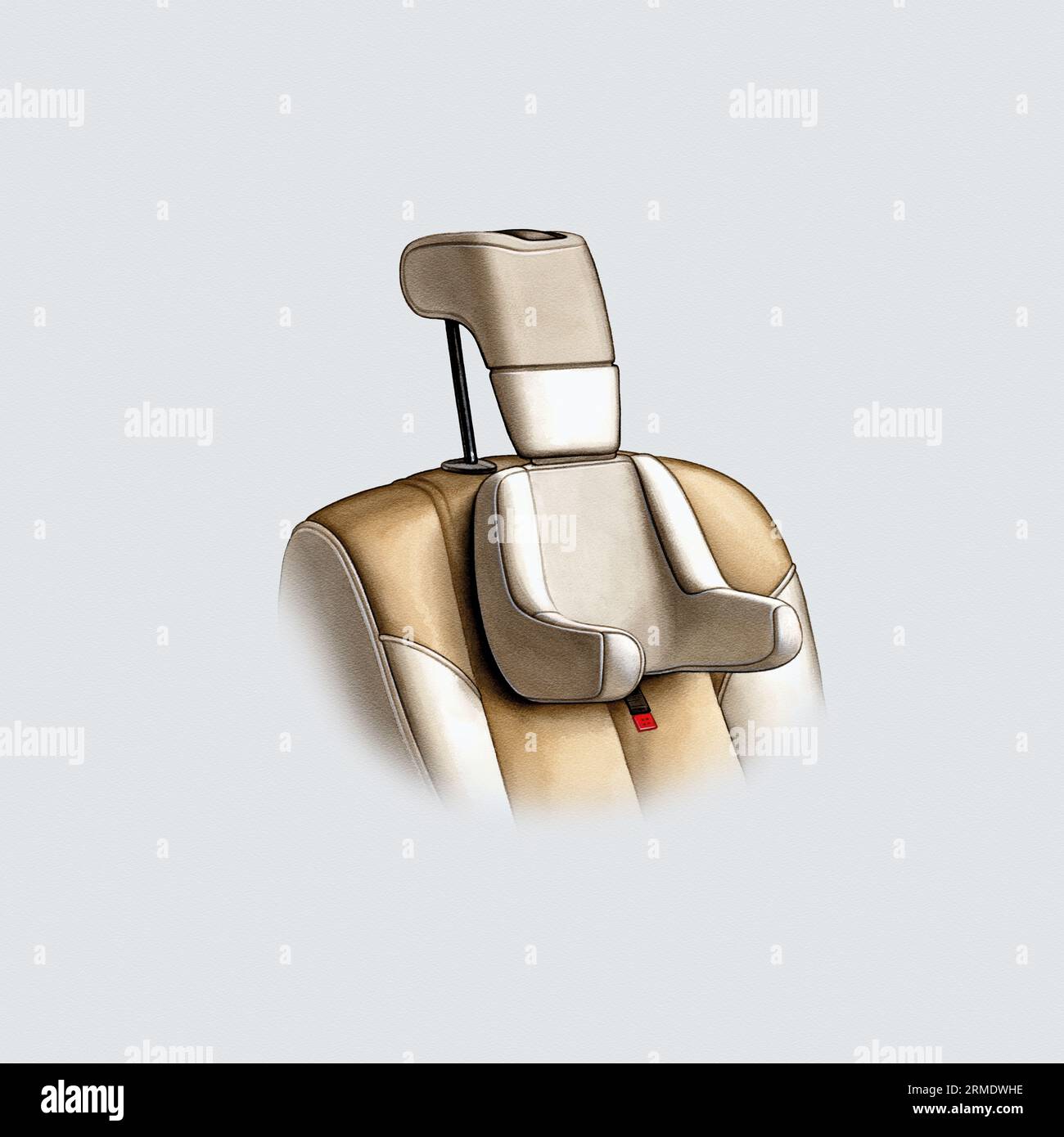 Illustrazione acquerello: Sedile per auto con supporto per collo Foto Stock