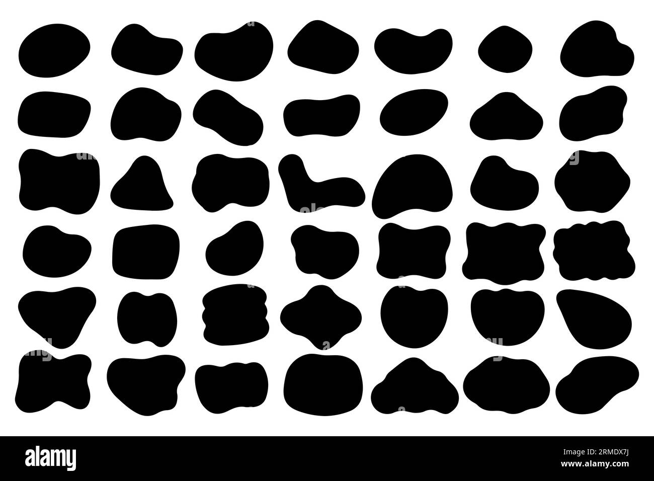 Forme astratte organiche nere. Stampa senza cuciture di onde e cerchi ruvidi irregolari. Elementi geometrici amorfi moderni vettoriali Illustrazione Vettoriale