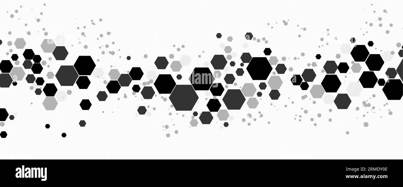 Sfondo astratto esagonale geometrico con elementi poligonali semplici. Progettazione medica, aziendale, tecnologica o scientifica. Illustrazione Vettoriale