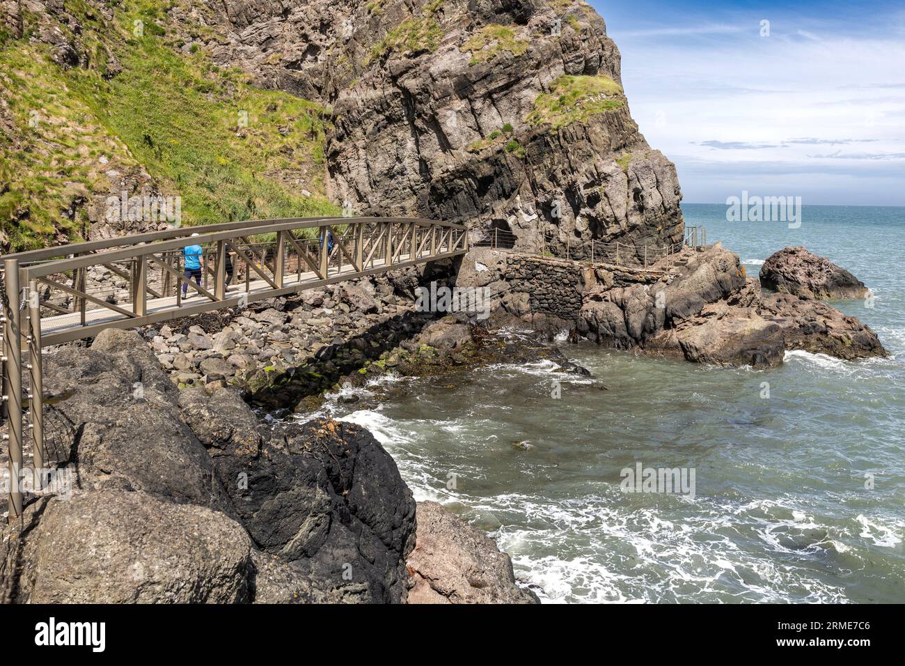 Bridge 1, The Gobbins Cliff Path, Islandmagee, County Antrim, Northern Ireland, UK Foto Stock