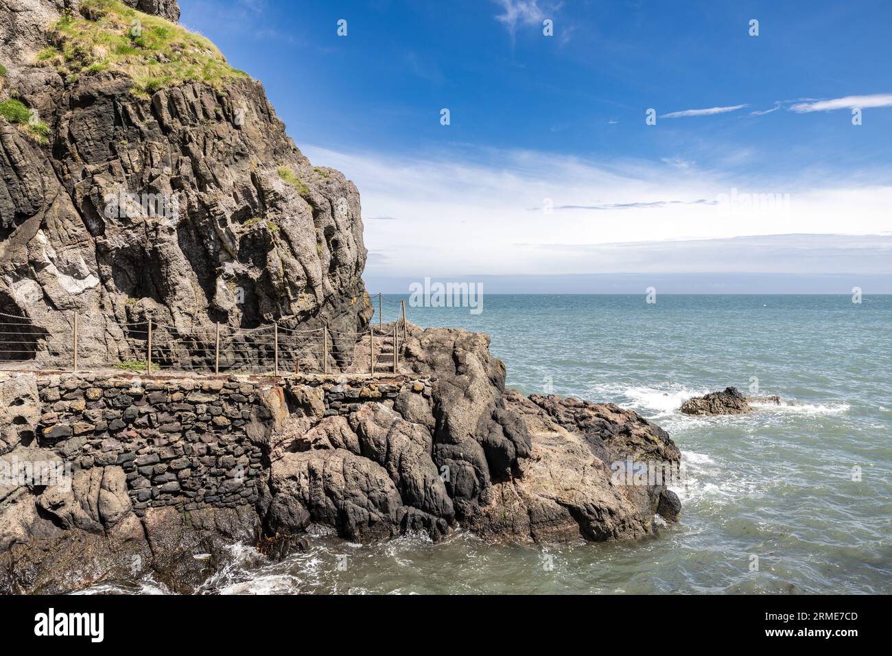 The Gobbins Cliff Path, Islandmagee, County Antrim, Northern Ireland, UK Foto Stock