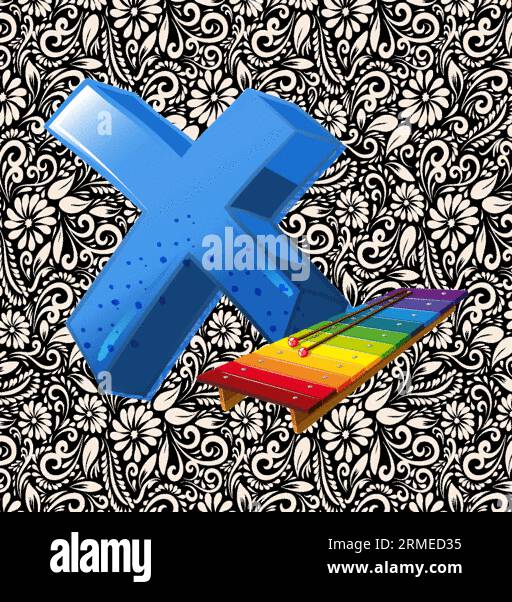 Alfabeto lettera piccola X , disegno lettera alfabetica, illustrazione lettera alfabetica, ultimo disegno, illustrazione lettera alfabetica, vettore alfabetico, vettore font Illustrazione Vettoriale