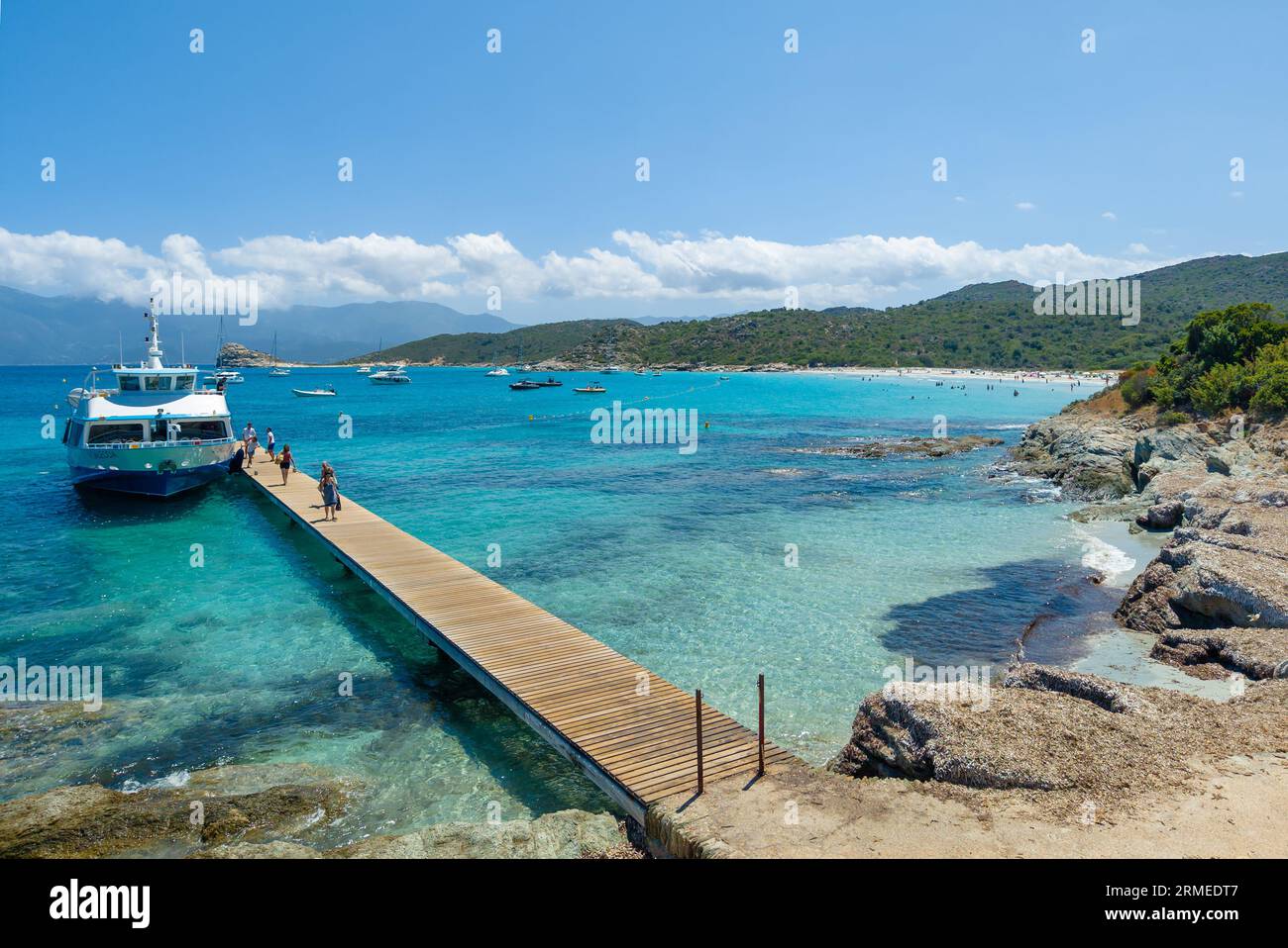 Corsica (Francia) - la Corsica è una grande isola turistica francese nel Mediterraneo con bellissime spiagge. Qui la spiaggia di Ostriconi, Lotu, Saleccia, Roccapina Foto Stock