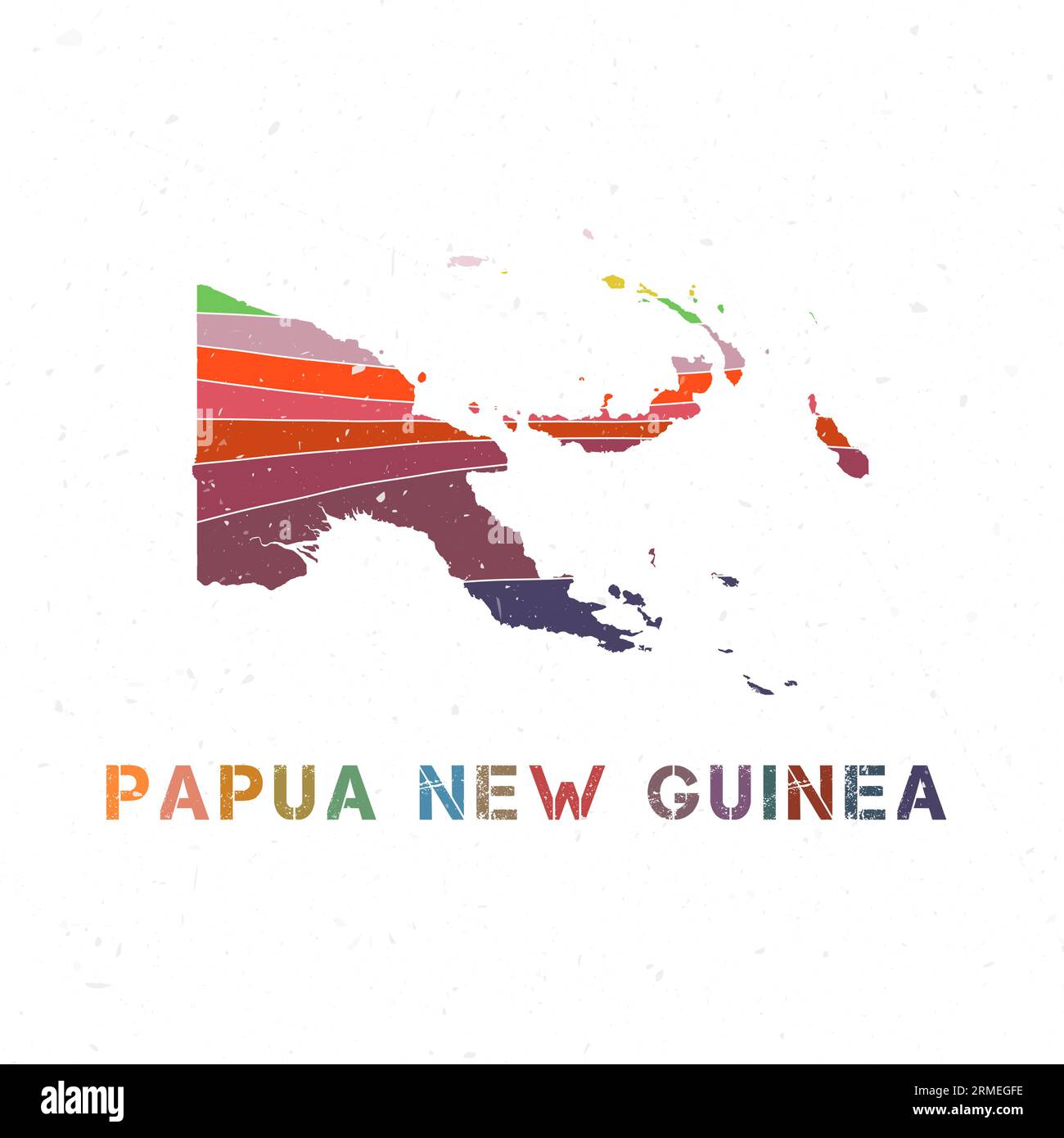 Mappa della Papua nuova Guinea. Forma del paese con bellissime onde geometriche e texture grunge. Illustrazione vettoriale alla moda. Illustrazione Vettoriale