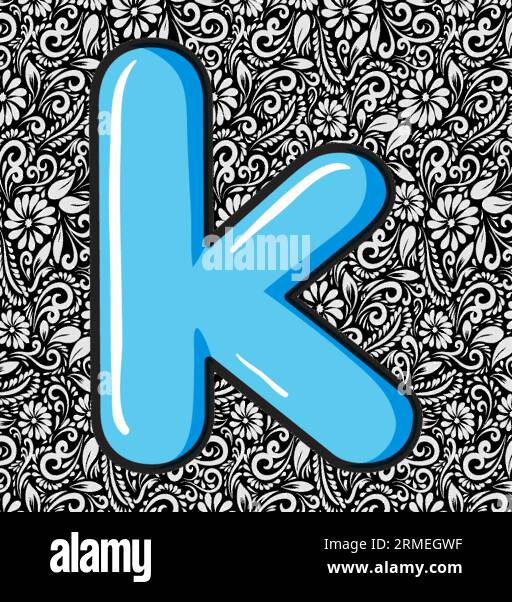 Alfabeto lettera piccola K , disegno lettera alfabetica, illustrazione lettera alfabetica, ultima arte, illustrazione lettere, vettore alfabetico, vettore font Illustrazione Vettoriale