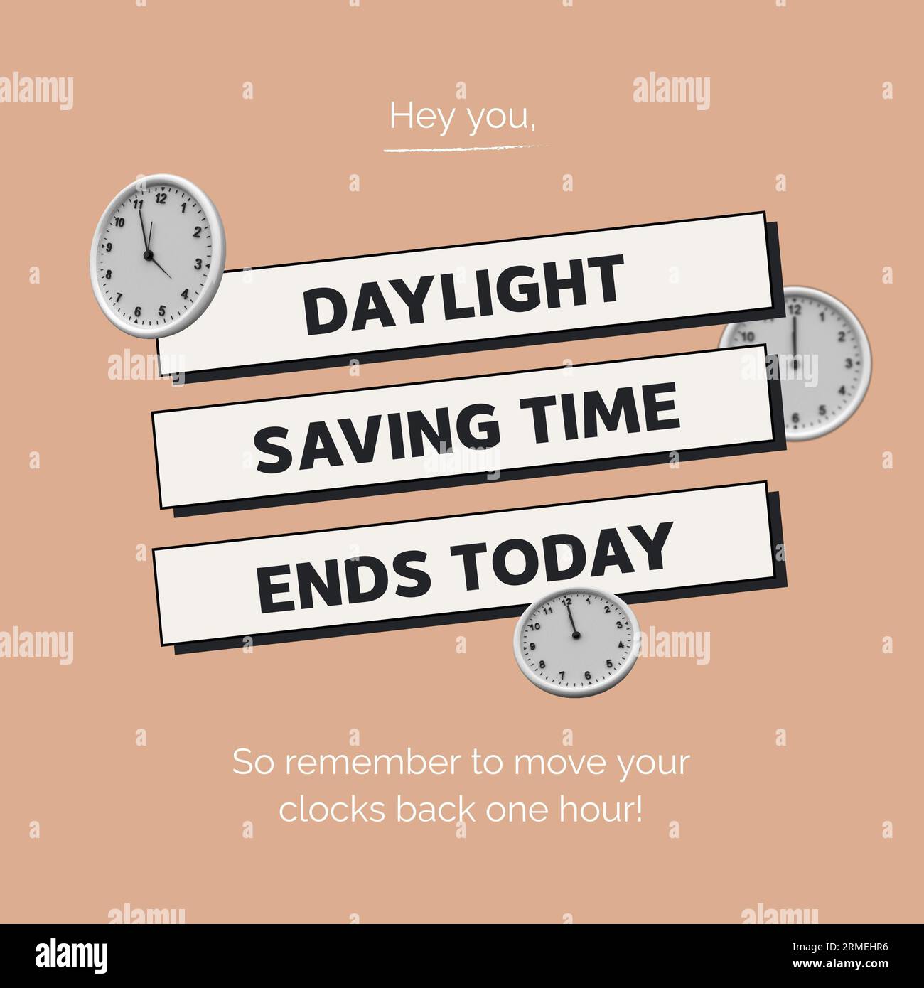 Orologi e, ehi, l'ora legale termina oggi, quindi ricordati di spostare indietro i blocchi di un'ora Foto Stock