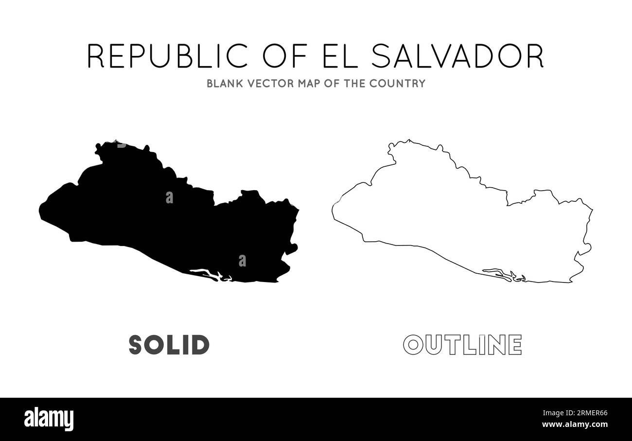 Mappa della Repubblica di El Salvador. Mappa vettoriale vuota del Paese. Confini della Repubblica di El Salvador per la tua infografica. Illustrazione vettoriale. Illustrazione Vettoriale