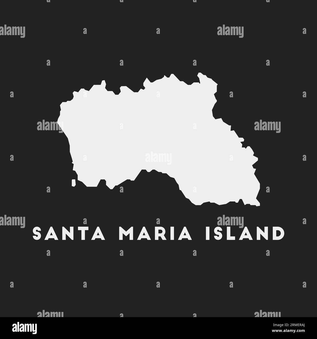 Icona dell'isola di Santa Maria. Mappa su sfondo scuro. Elegante mappa dell'isola di Santa Maria con nome. Illustrazione vettoriale. Illustrazione Vettoriale