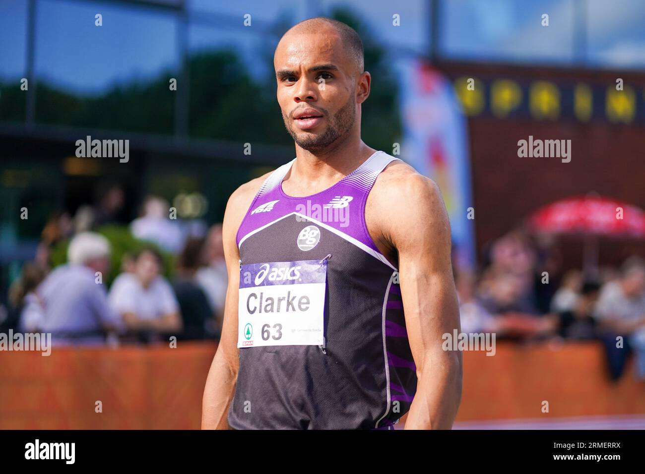 BREDA, PAESI BASSI - LUGLIO 28: Ryan Clarke dei Paesi Bassi gareggia nei 800 m nel primo giorno dei Campionati nazionali olandesi di atletica leggera all'AV Sprint il 28 luglio 2023 a Breda, Paesi Bassi. (Foto di Joris Verwijst/Agenzia BSR) Foto Stock