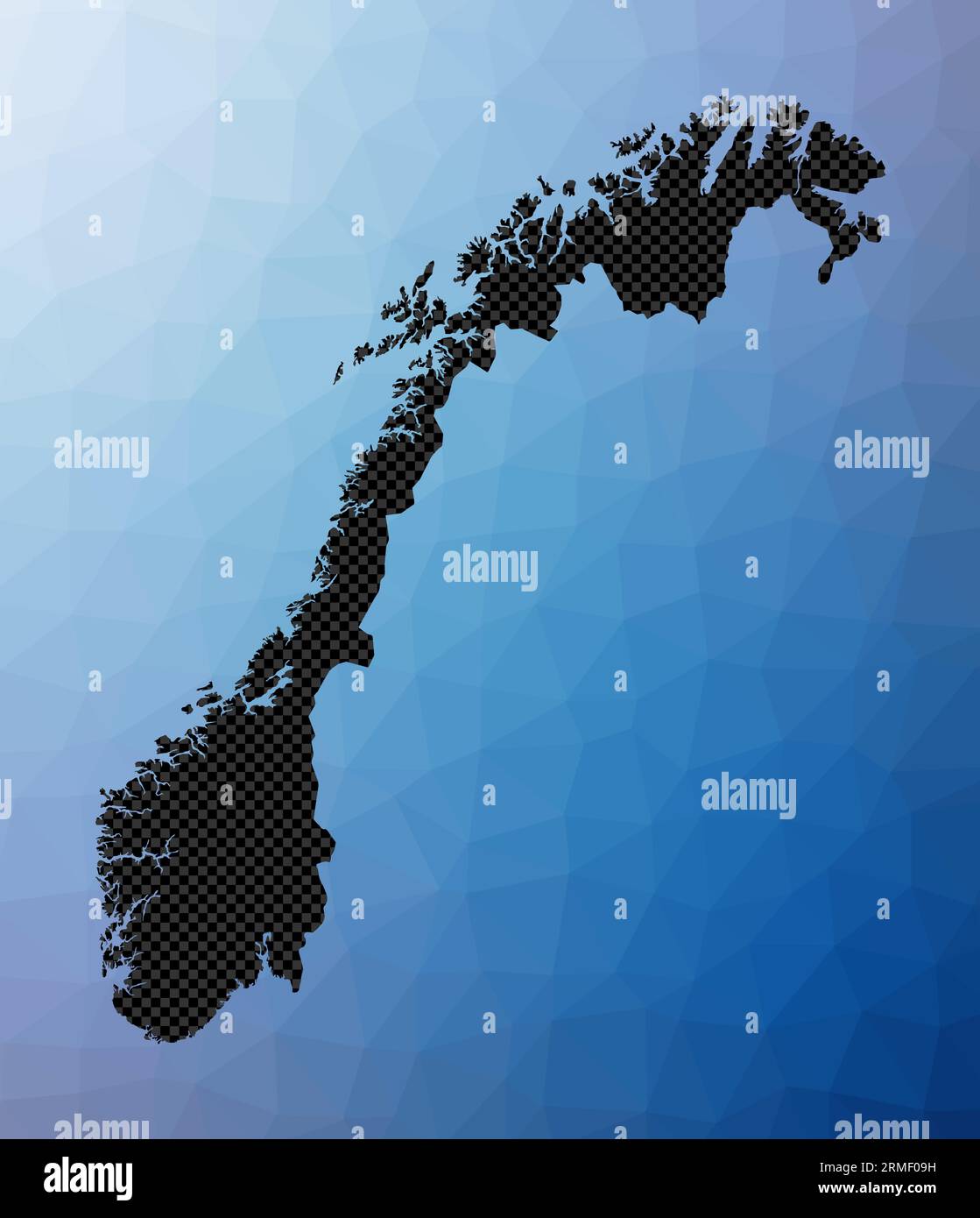 Mappa geometrica della Norvegia. Forma a stencil della Norvegia in stile polietilene basso. Illustrazione vettoriale creativa del paese. Illustrazione Vettoriale