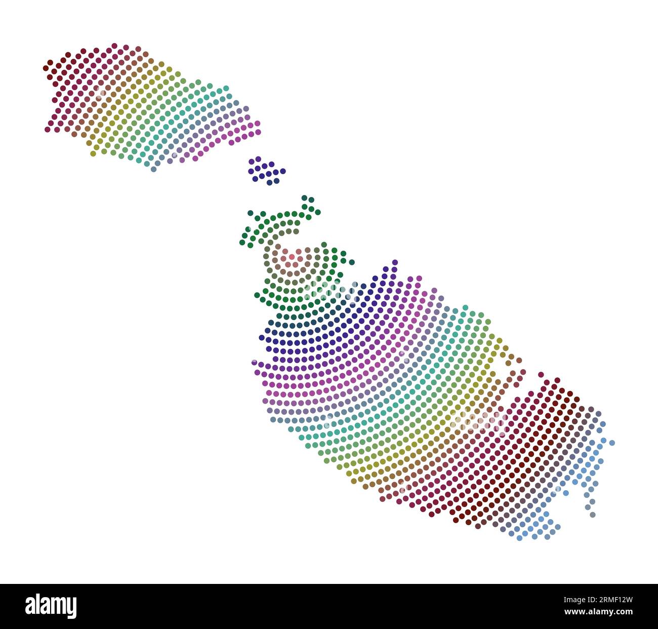 Mappa punteggiata di Malta. Forma digitale di Malta. Icona tecnologica dell'isola con punti sfumati. Elegante illustrazione vettoriale. Illustrazione Vettoriale
