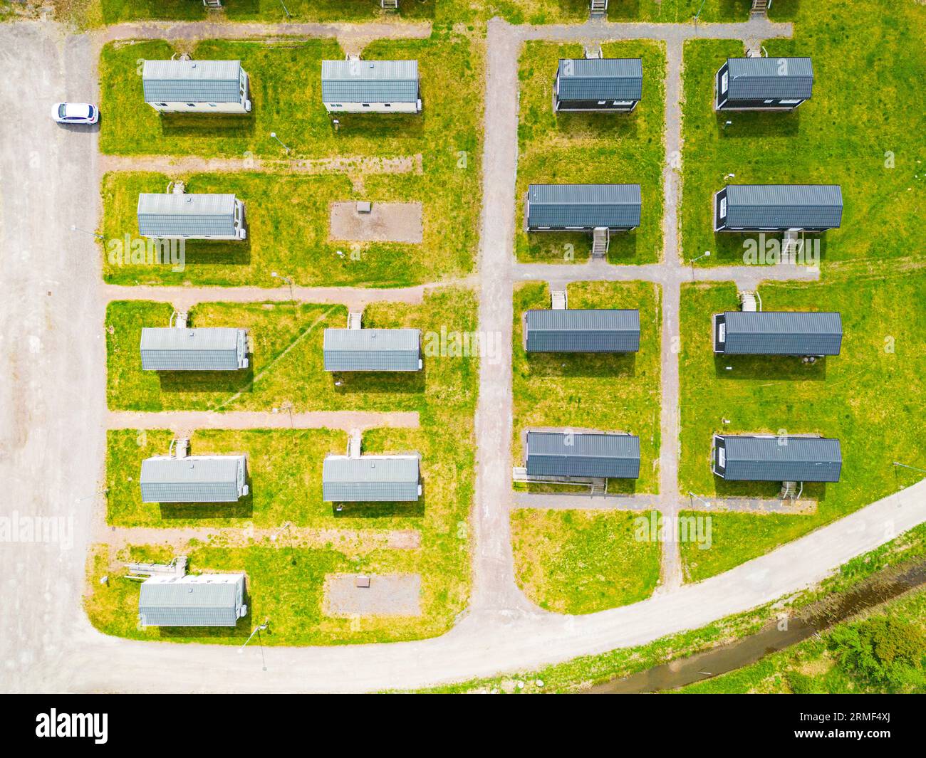 Vista aerea delle file simmetriche di case Foto Stock