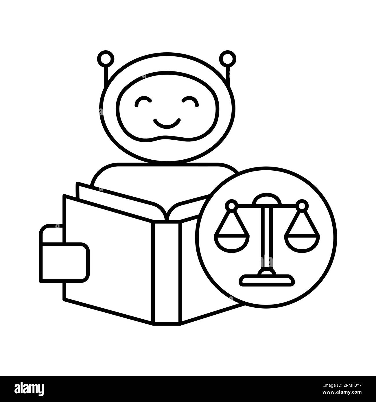 Design delle icone dell'intelligenza artificiale responsabile: Un passo verso un futuro dell'intelligenza artificiale equo e giusto. Icona dell'intelligenza artificiale equa: Promuovere l'equità e la non discriminazione nell'intelligenza artificiale. Solo l'icona dell'intelligenza artificiale. Illustrazione Vettoriale