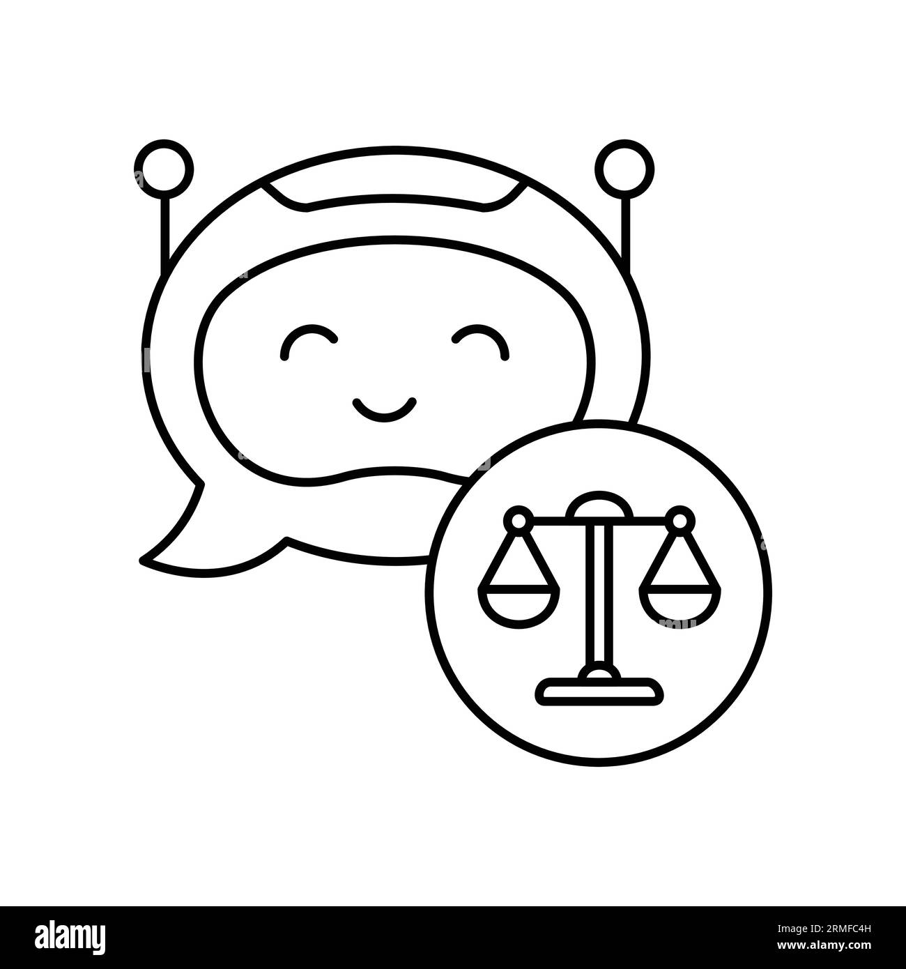 Design delle icone dell'intelligenza artificiale responsabile: Un passo verso un futuro dell'intelligenza artificiale equo e giusto. Icona dell'intelligenza artificiale equa: Promuovere l'equità e la non discriminazione nell'intelligenza artificiale. Solo l'icona dell'intelligenza artificiale. Illustrazione Vettoriale