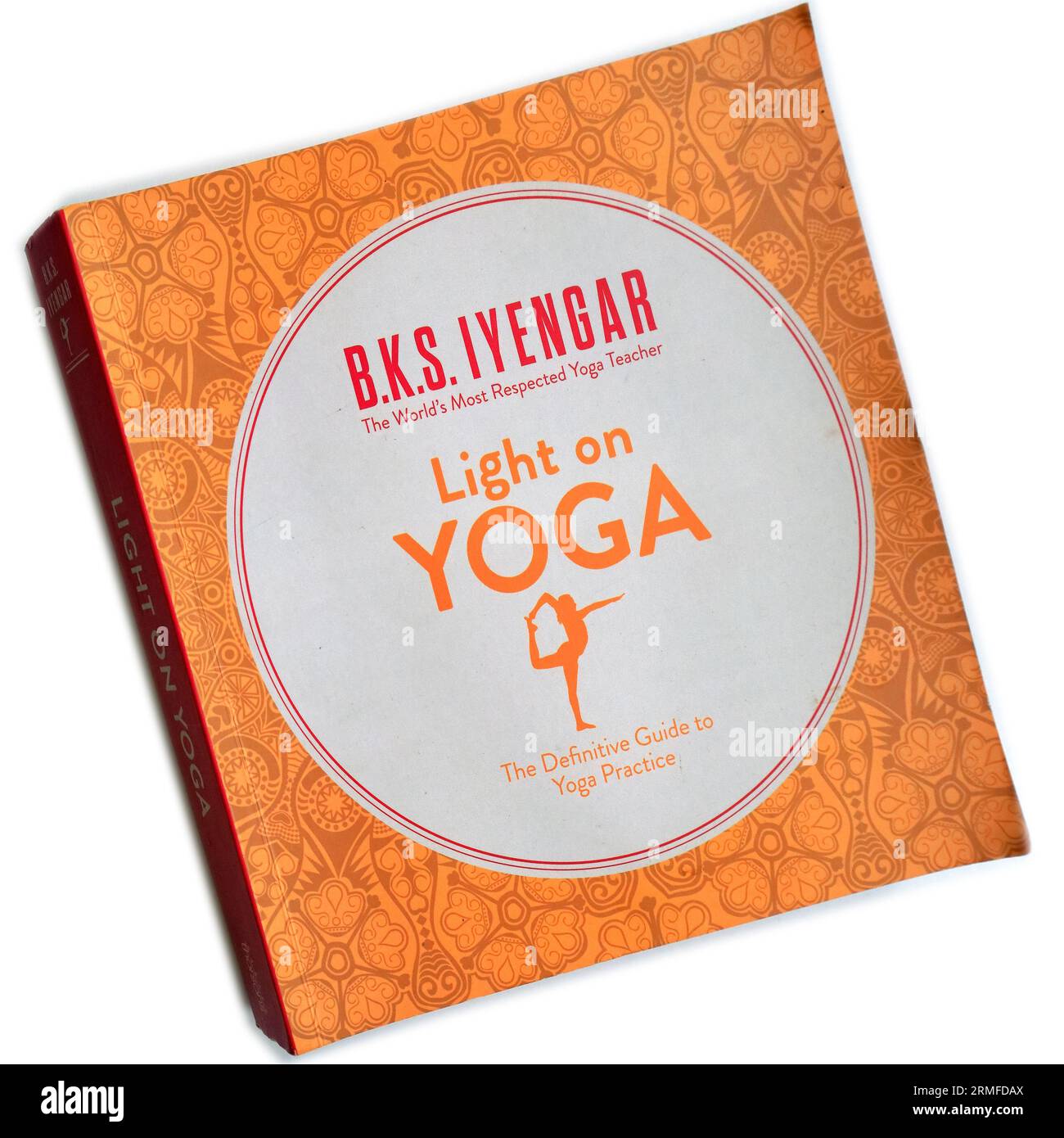 B.K.S. Iyengar - Light on Yoga - The definitive Guide to Yoga Practice. Copertina del libro su sfondo bianco Foto Stock