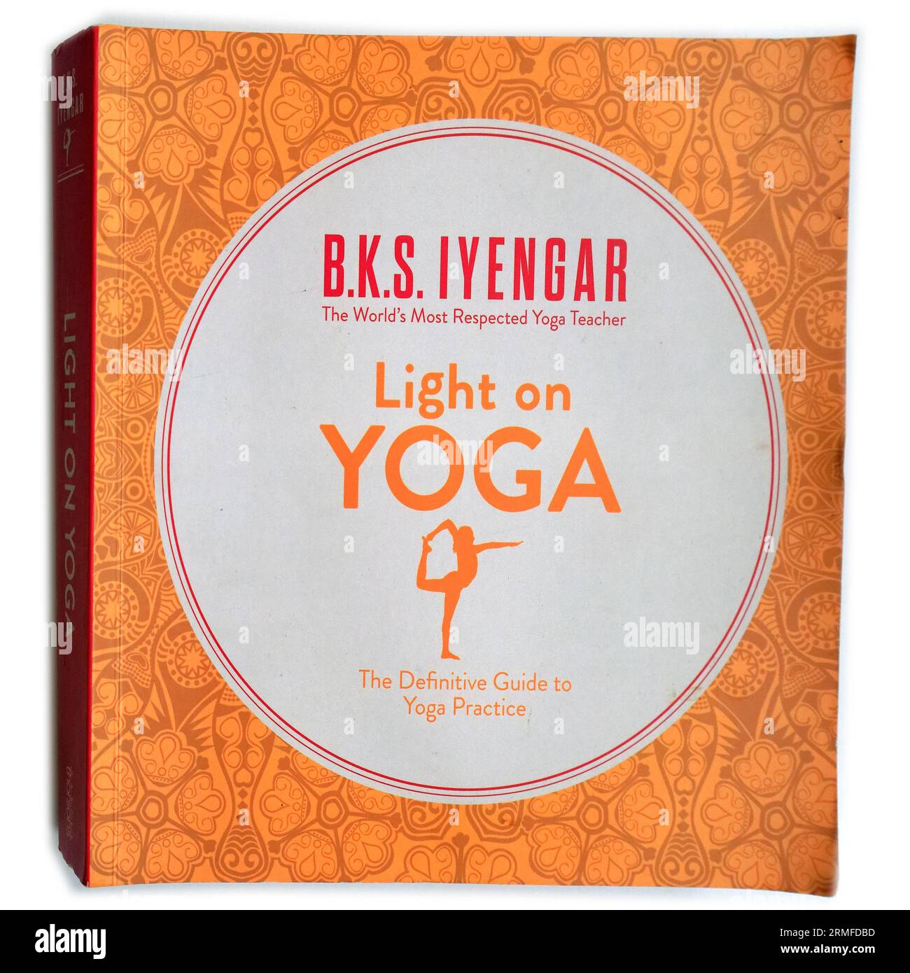 B.K.S. Iyengar - Light on Yoga - The definitive Guide to Yoga Practice. Copertina del libro su sfondo bianco Foto Stock